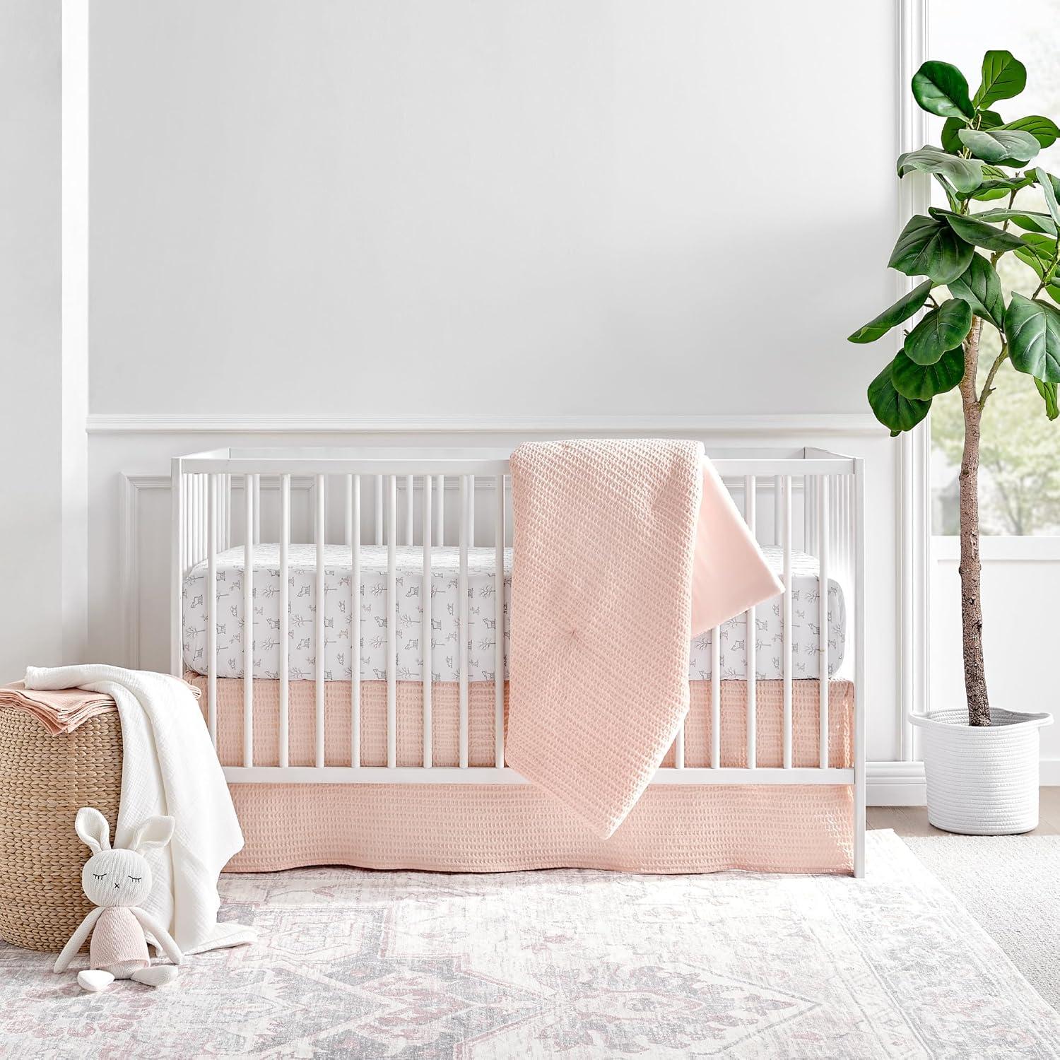 Mills Waffle Pink 4pc Baby Crib Bedding Set - Levtex Baby