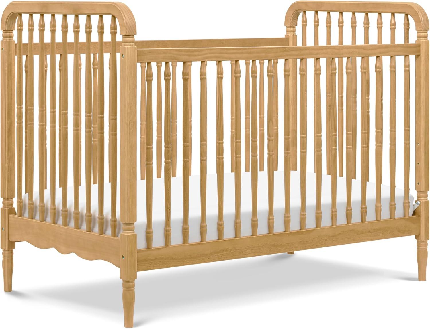 Honey Oak 3-in-1 Convertible Spindle Crib with Toddler Bed Kit