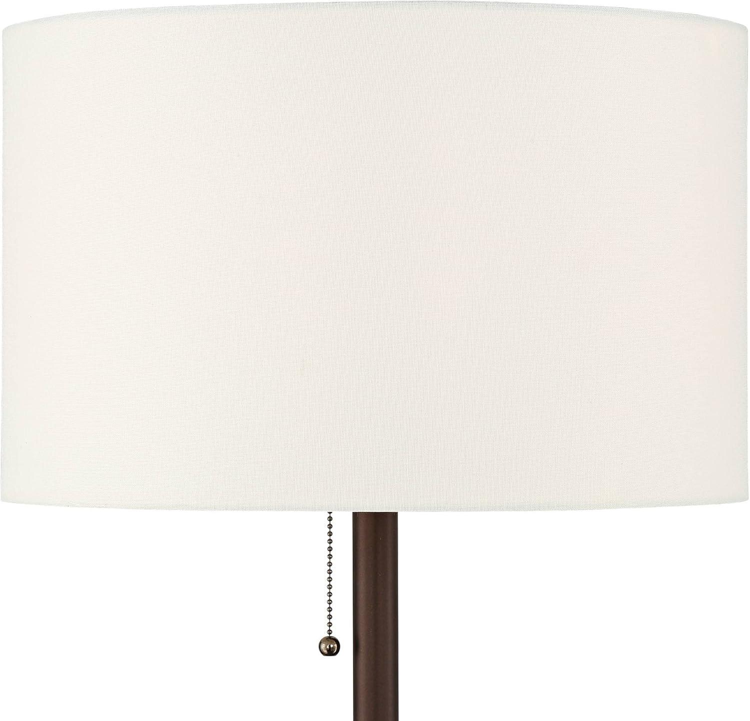 360 Lighting Caper Modern Floor Lamp with Tray Table 60 1/2" Tall Bronze USB and AC Power Outlet Off White Fabric Drum Shade for Living Room Office