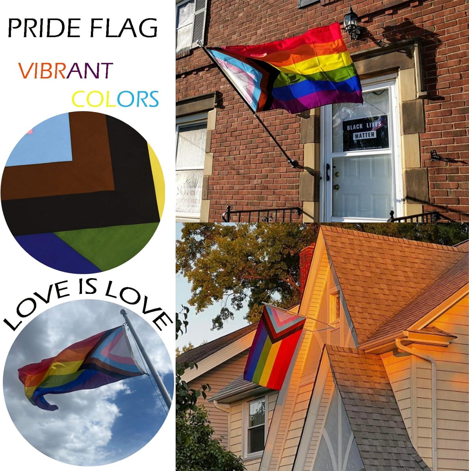 Progress Pride Rainbow Flag 2x3ft- LGBT Community Gay Pride Lesbian Transgender Bisexual Flags Banner UV Fade Resistant for Indoor Outdoor (Progress Flag 2x3ft)