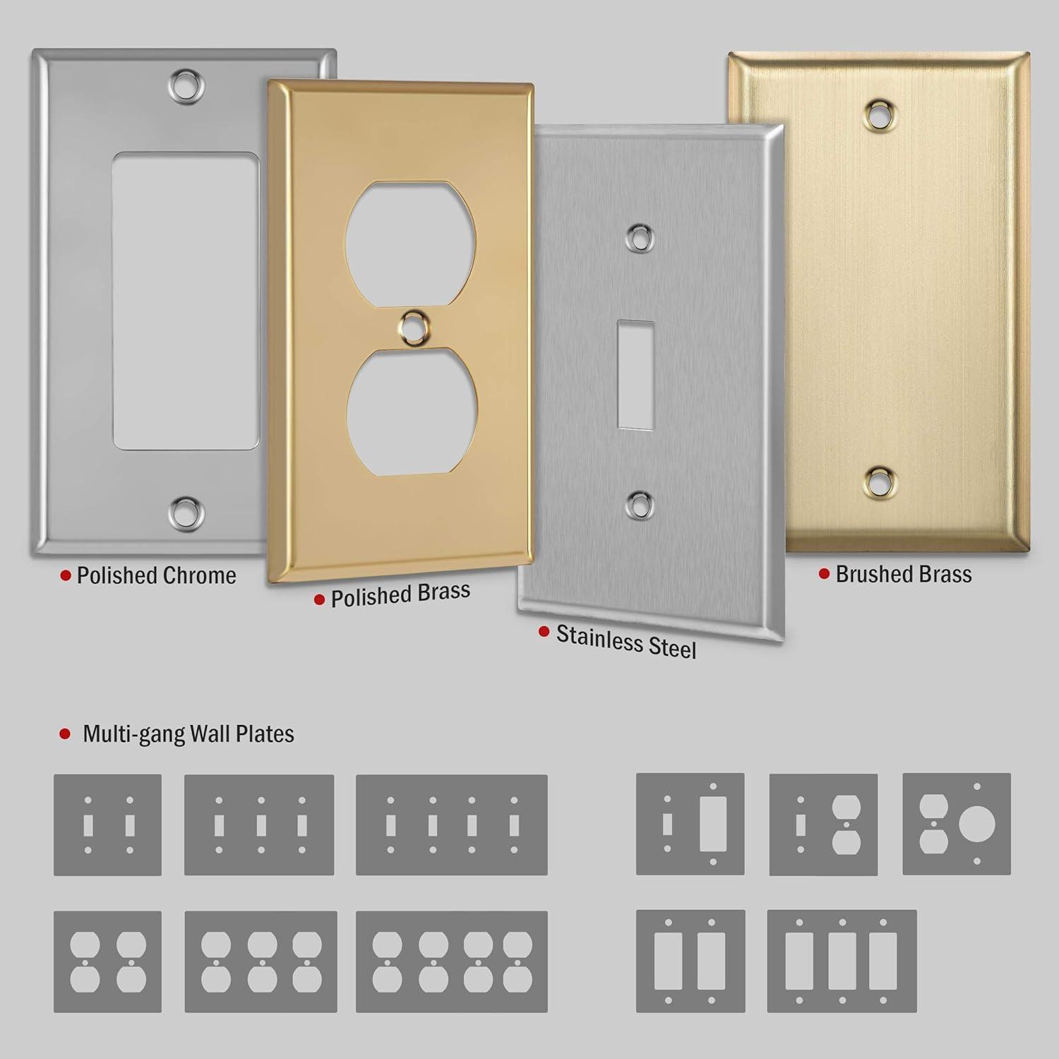 4-Gang Stainless Steel Toggle Light Switch Wall Plate