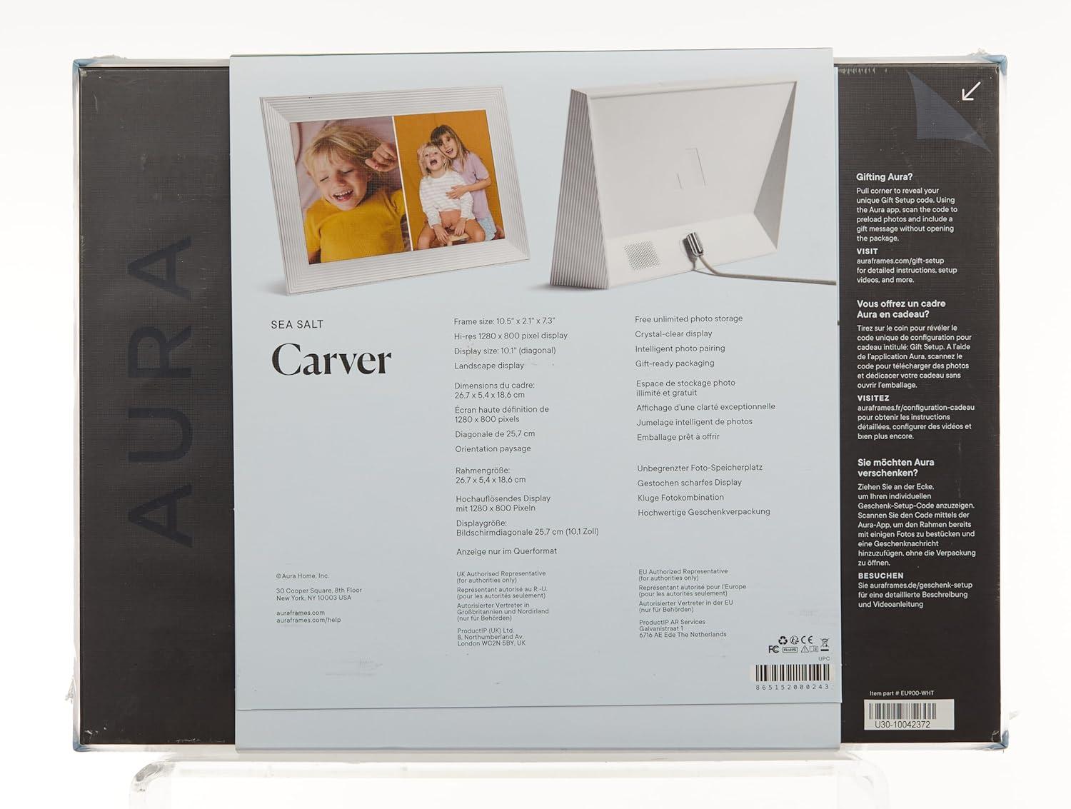 Aura Home 10.1" Carver Sea Salt Digital Photo Frame: Wi-Fi Enabled, 1280x800 LCD, No Battery Required
