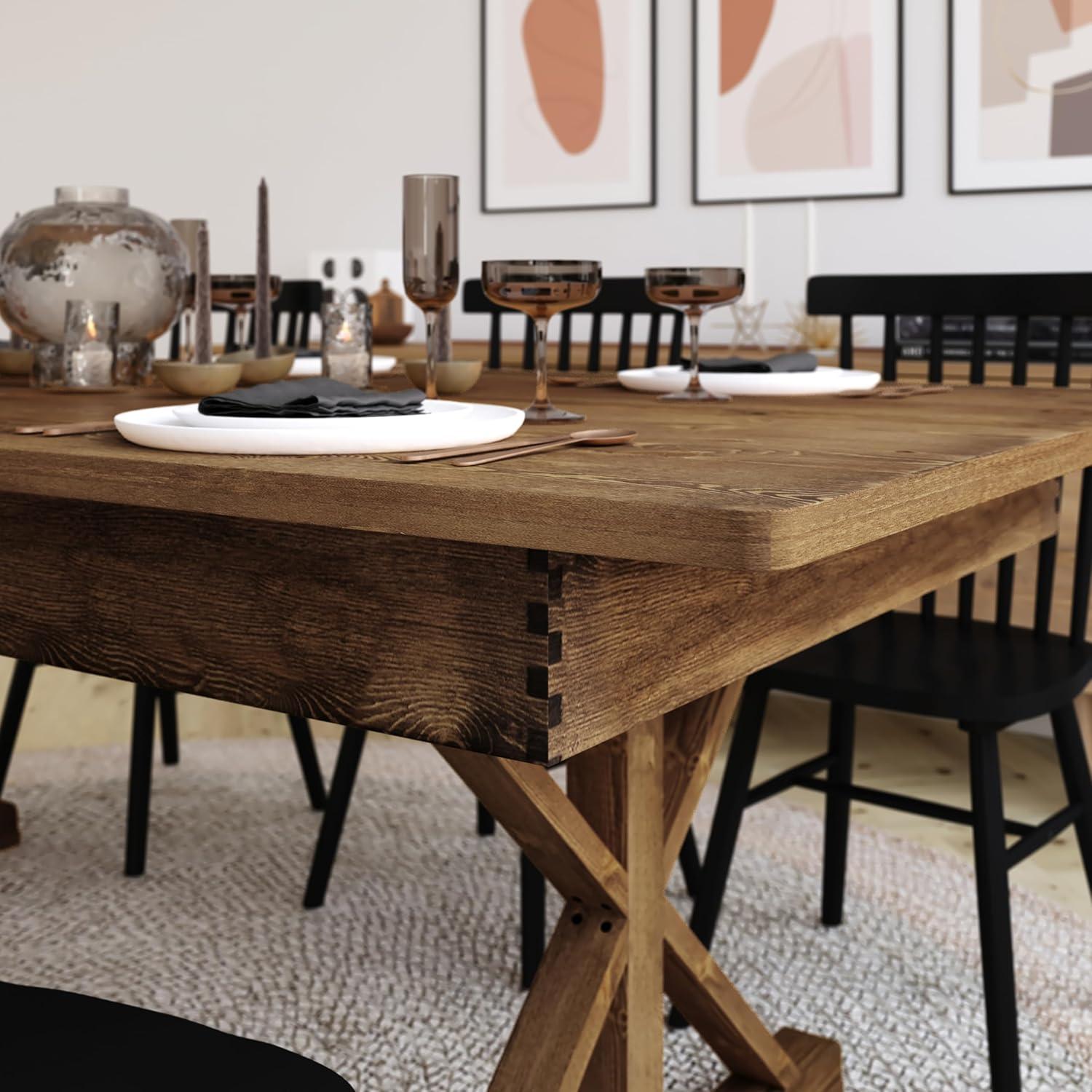 Taylor & Logan 84"x40" Hamish Rectangular Dining Table Brown: Seats Up to 8, Wood Frame, 1-Year Warranty