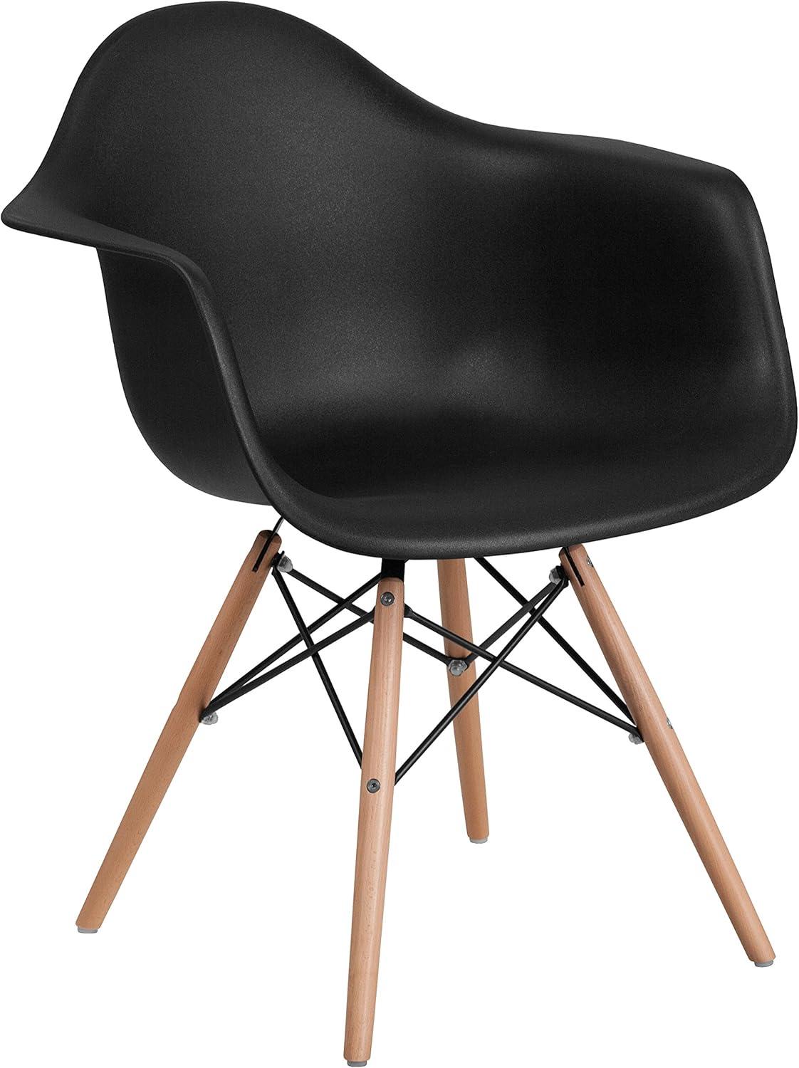 Flash Furniture Alonza Series Plastic Chair with Arms and Wooden Legs