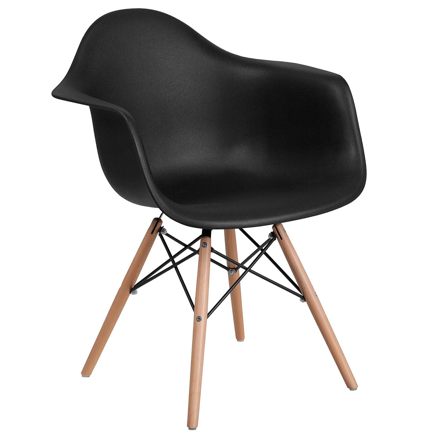 Flash Furniture Alonza Series White Plastic Chair with Wooden Legs