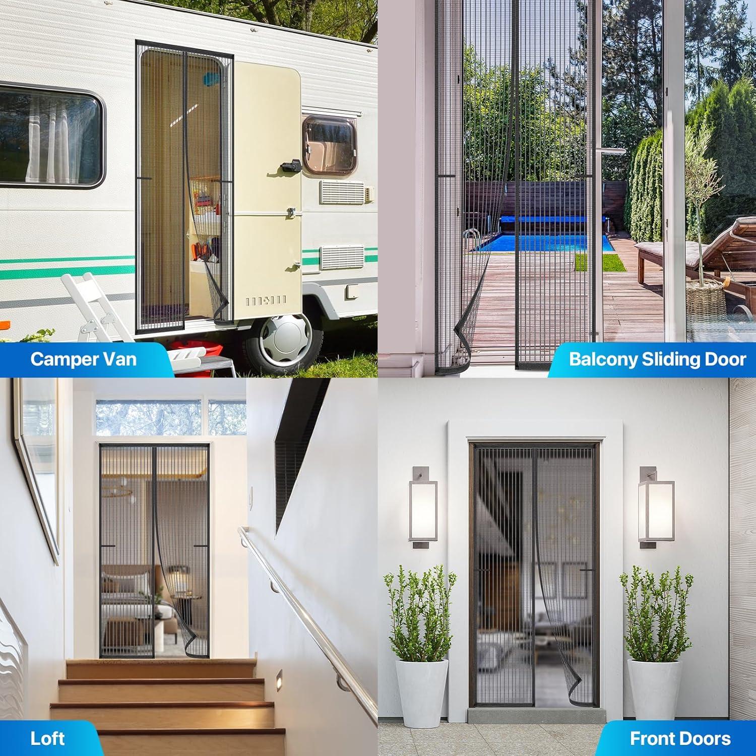 Heavy Duty Door Screen Magnetic Closure, LOVIGA Thickened Fiberglass Screen Door Mesh, Self Sealing, Tear Resistant, Easy Assemble, Fine Mesh Keep Bugs Out Fit Door Size 36 Inch X 78 Inch