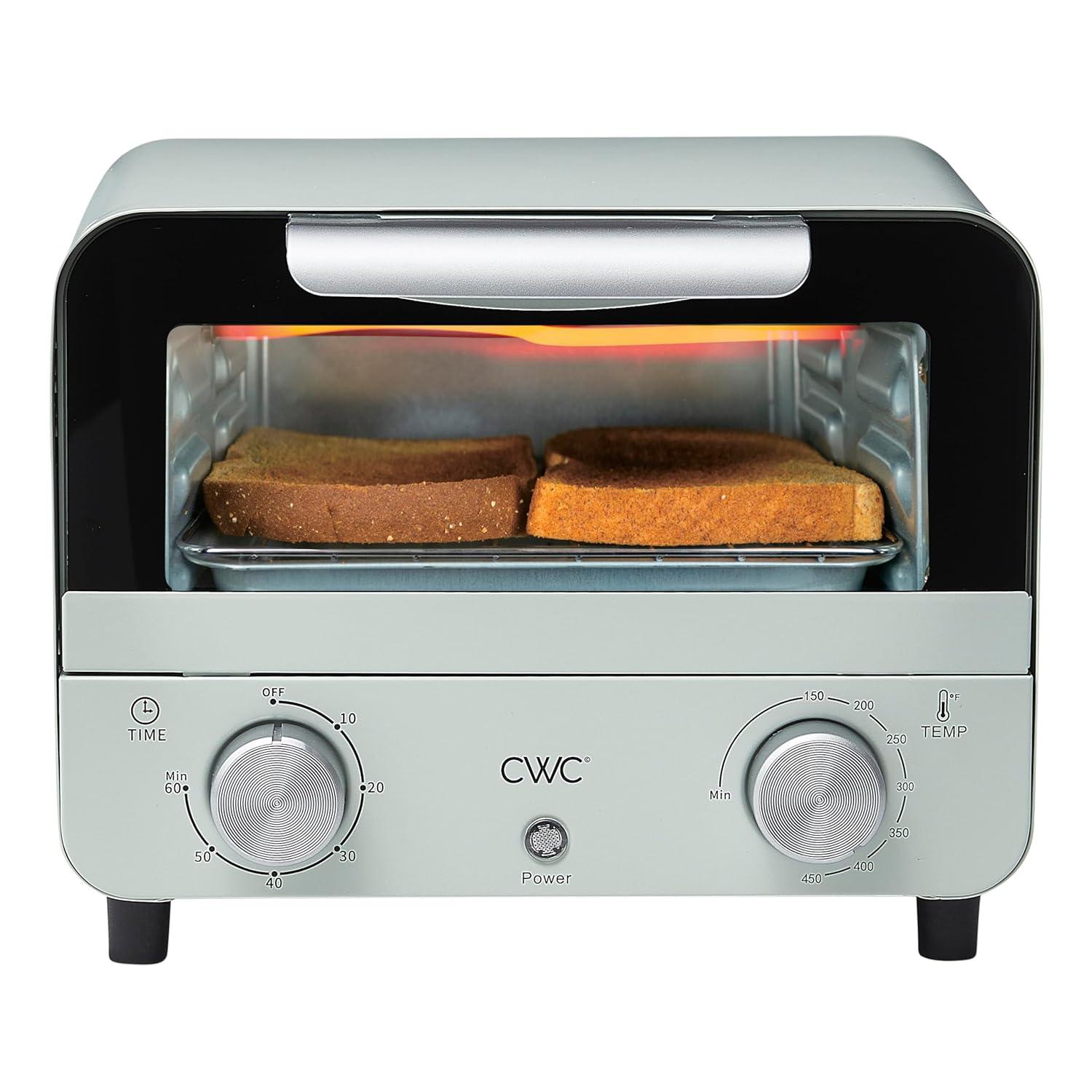 COOK WITH COLOR Small Toaster Oven 600-Watt Countertop Oven Cooker Kitchen Appliance, Sage