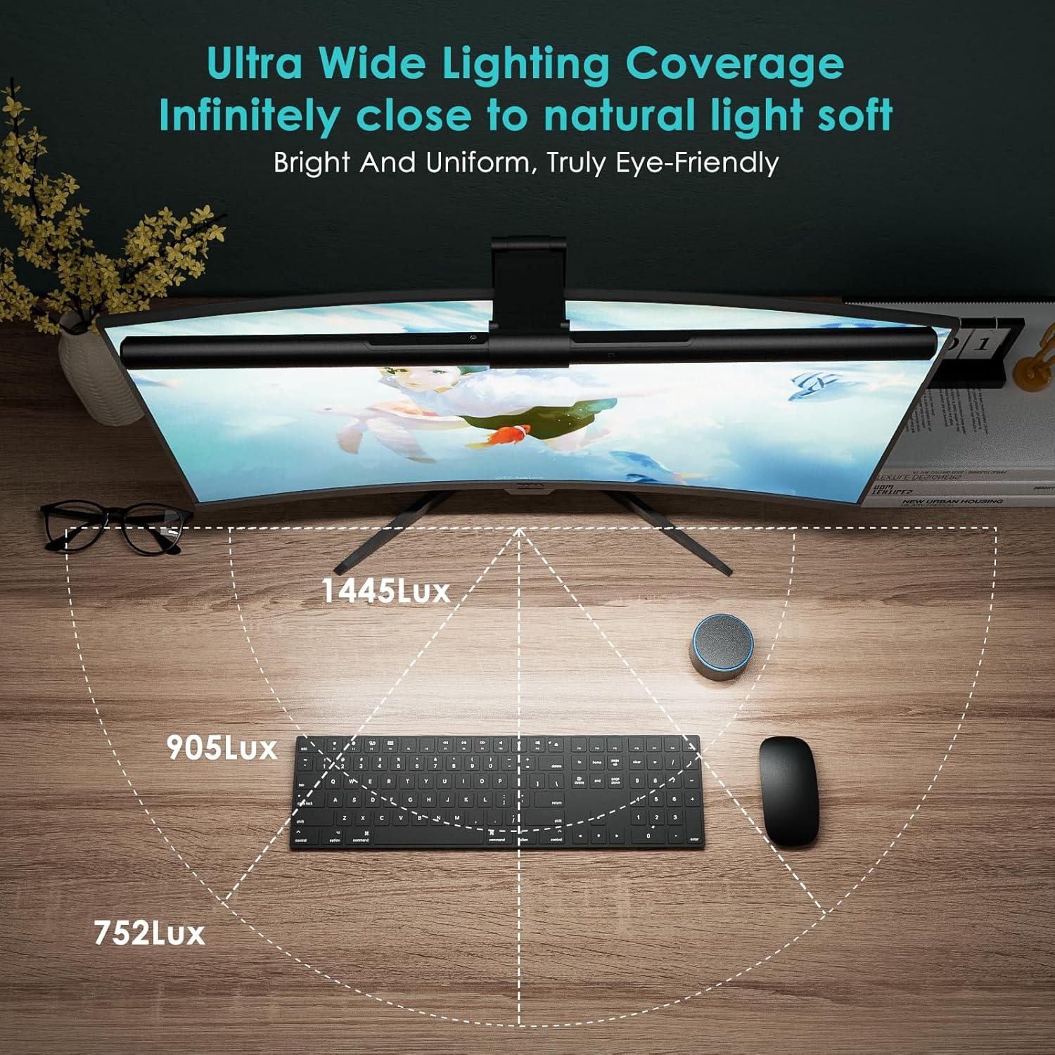 Quntis  Monitor Light Bar PRO with Remote, Eye-Care, No Screen Glare, Fit for Curved Monitor, Auto Dimming Screen Light Bar for Home Office Gaming Desk Lamp