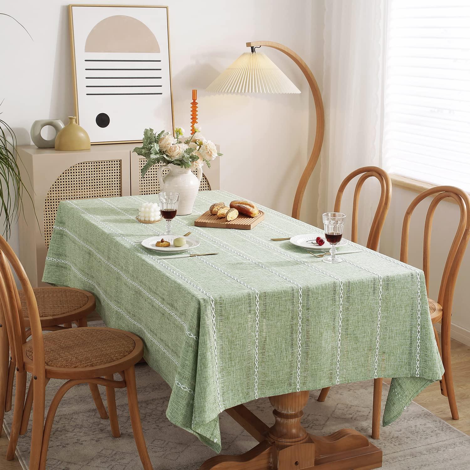 Rustic Cotton Linen Tablecloths Embroidered Farmhouse Spring Table Cloths for Rectangle Tables
