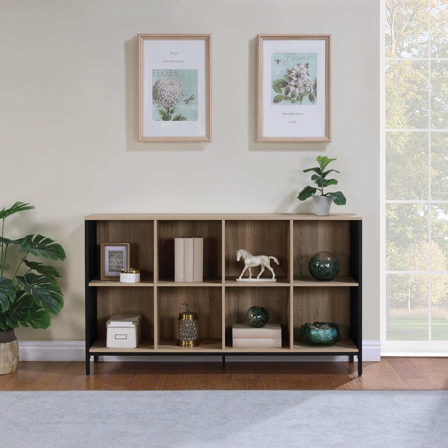 River Oak 8-Cube Storage Bookcase with Metal Frame