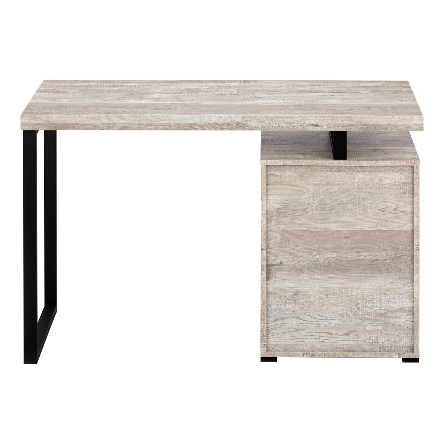 Monarch Specialties Computer Desk Home Office Laptop Left Right Set-Up Storage Drawers 48InchL Work Metal Laminate Beige Black Contemporary Modern