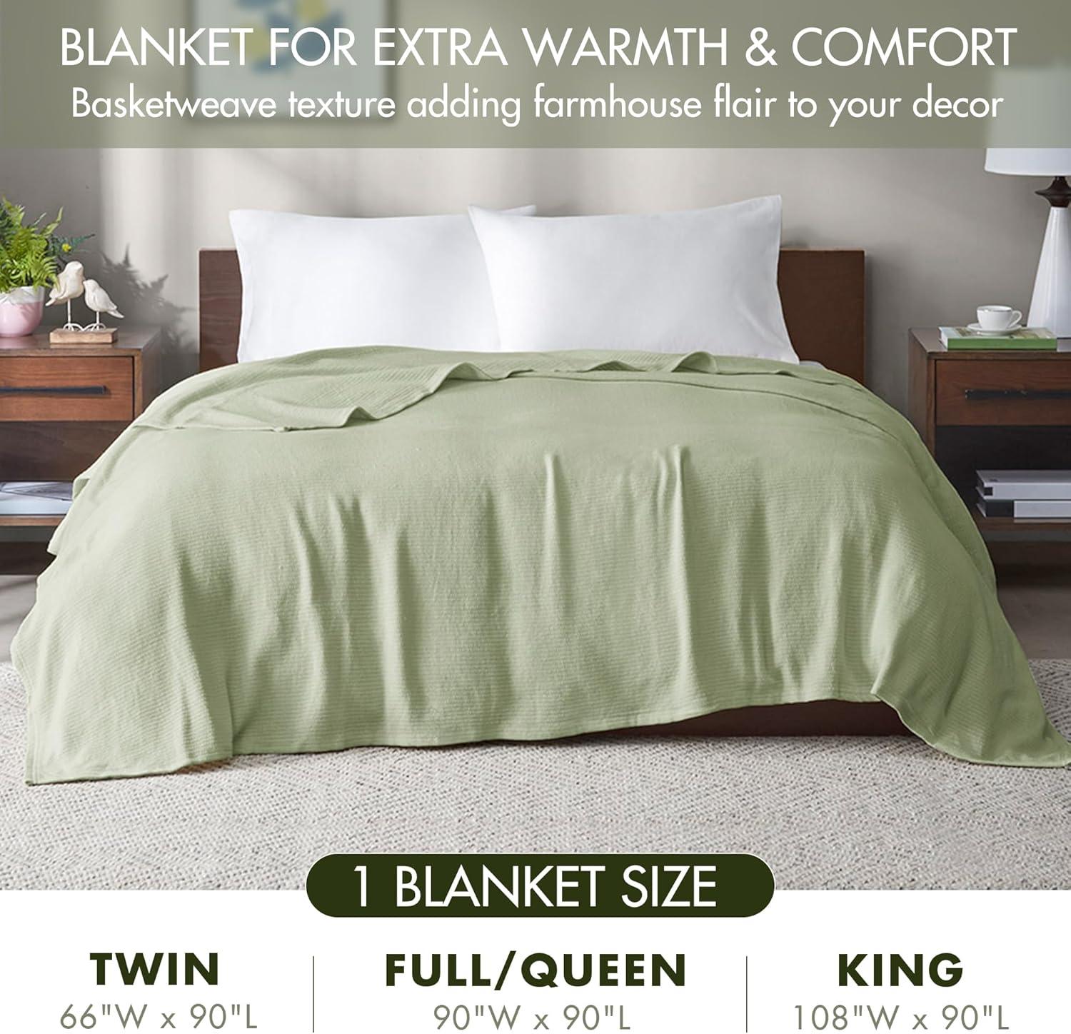 Freshspun Basketweave Cotton Bed Blanket