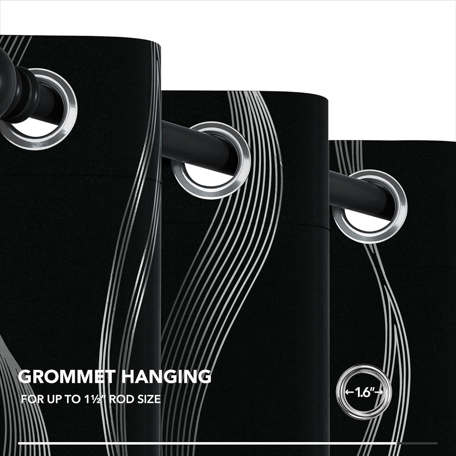 Deconovo Silver Wave Room Darkening Grommet Curtains (2 Panels) Light Beige 52W x 84L