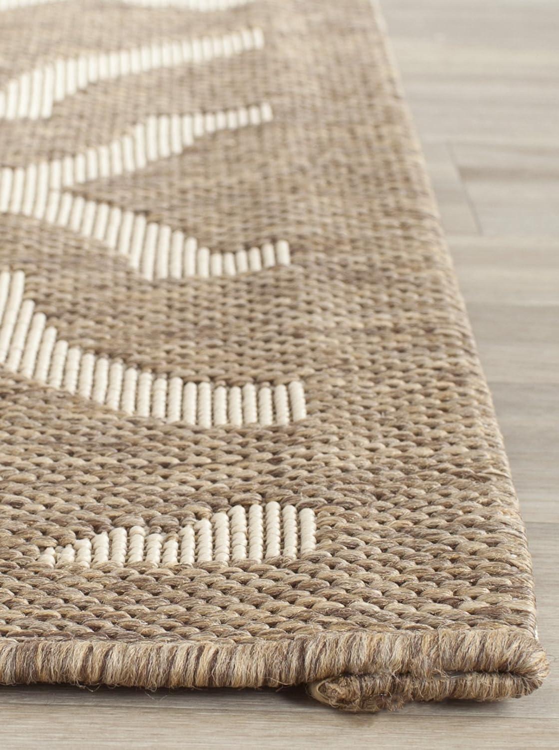 Courtyard CY6926 Power Loomed Indoor and Outdoor Area Rug - Brown/Bone - 4'x5'7" - Safavieh