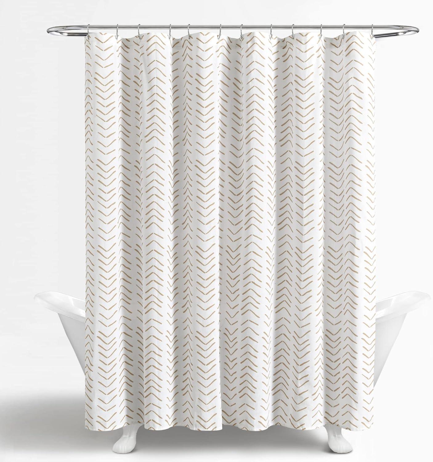 Lush Decor Hygge Modern Arrow Linen Look Shower Curtain Wheat/White Single 72X72