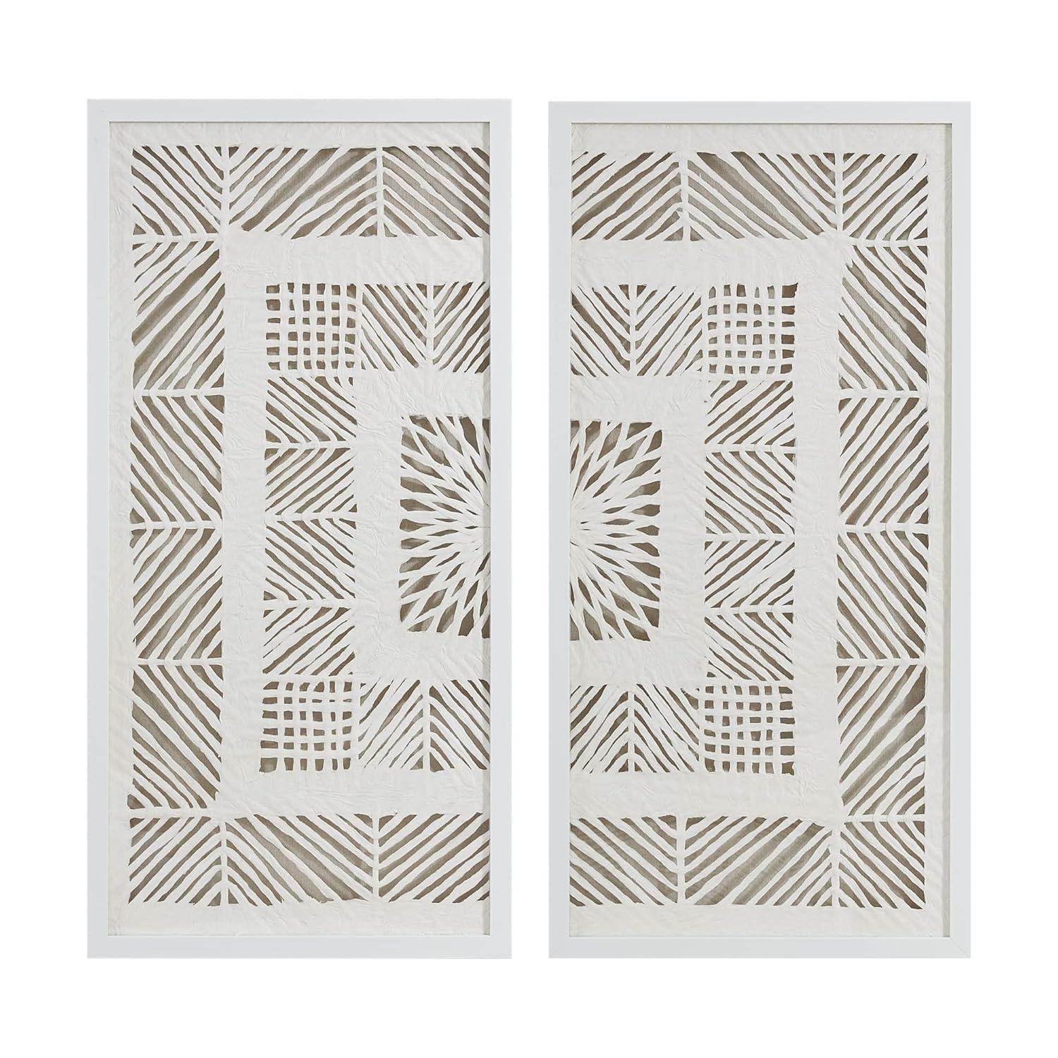 Dakota Fields Framed Geometric Rice Paper Panel Shadowbox Wall Décor (Set of 2)