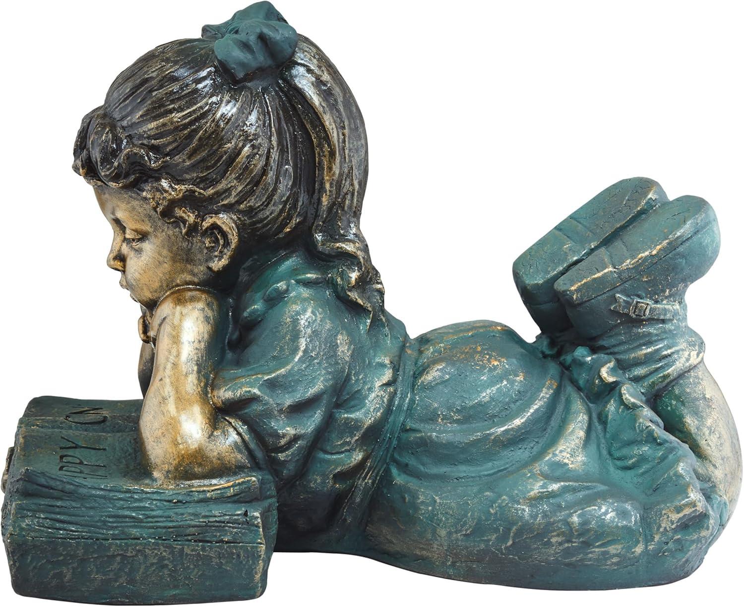 Alpine Corporation Girl Laying Down Reading Book Statue