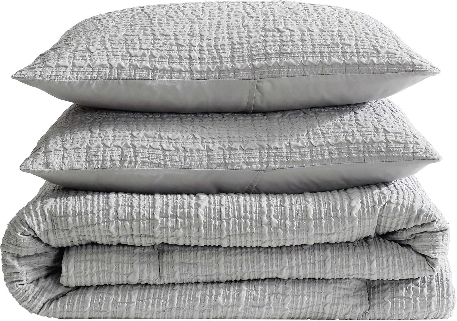 Kenneth Cole Serenity Wavy Lines Grey 3 Piece Comforter Set- Full/Queen