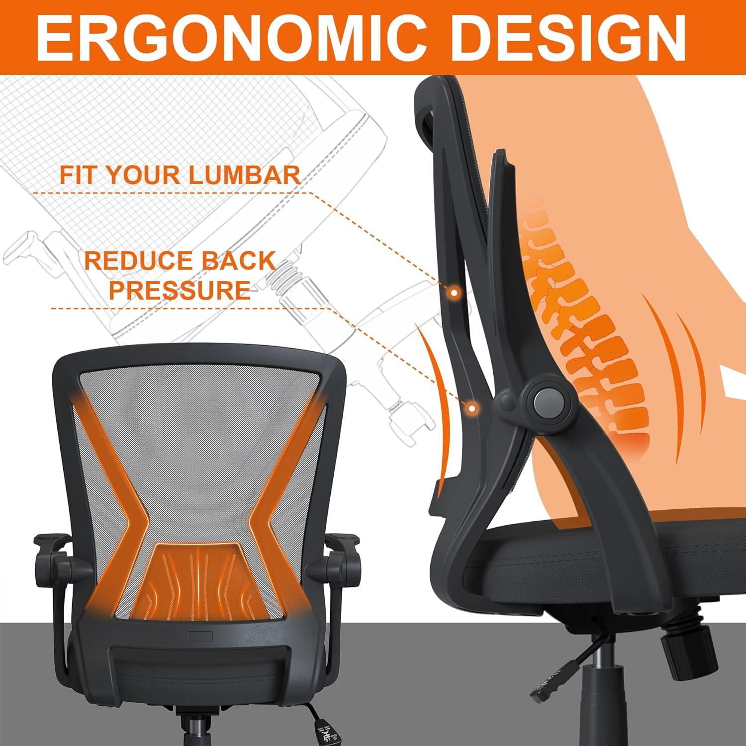 Ergonomic Black Mesh Swivel Task Chair with Adjustable Arms