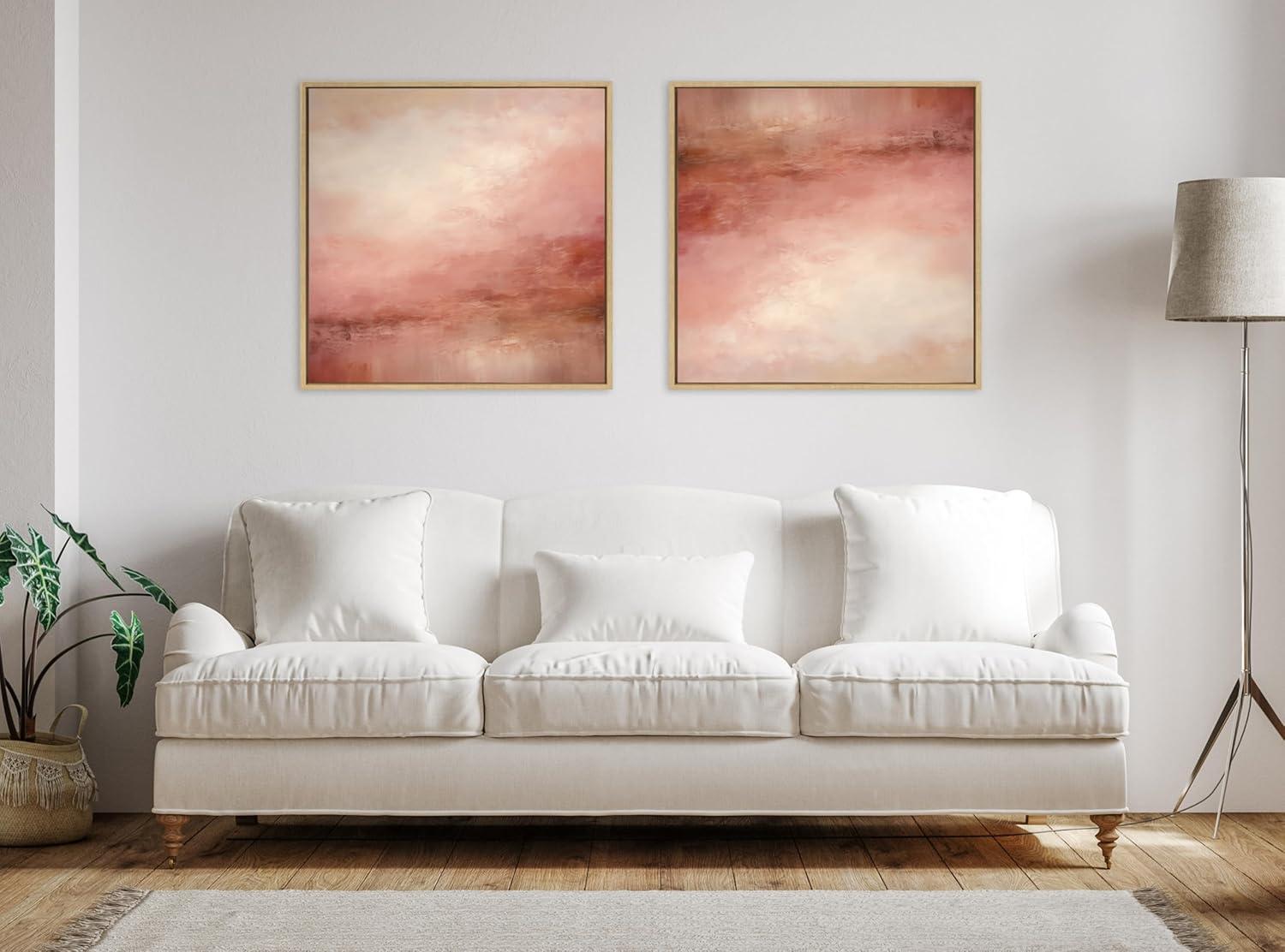 Kate & Laurel All Things Decor 30"x30" Tonal Abstract Pink Peach Framed Canvas by The Creative Bunch Studio Natural