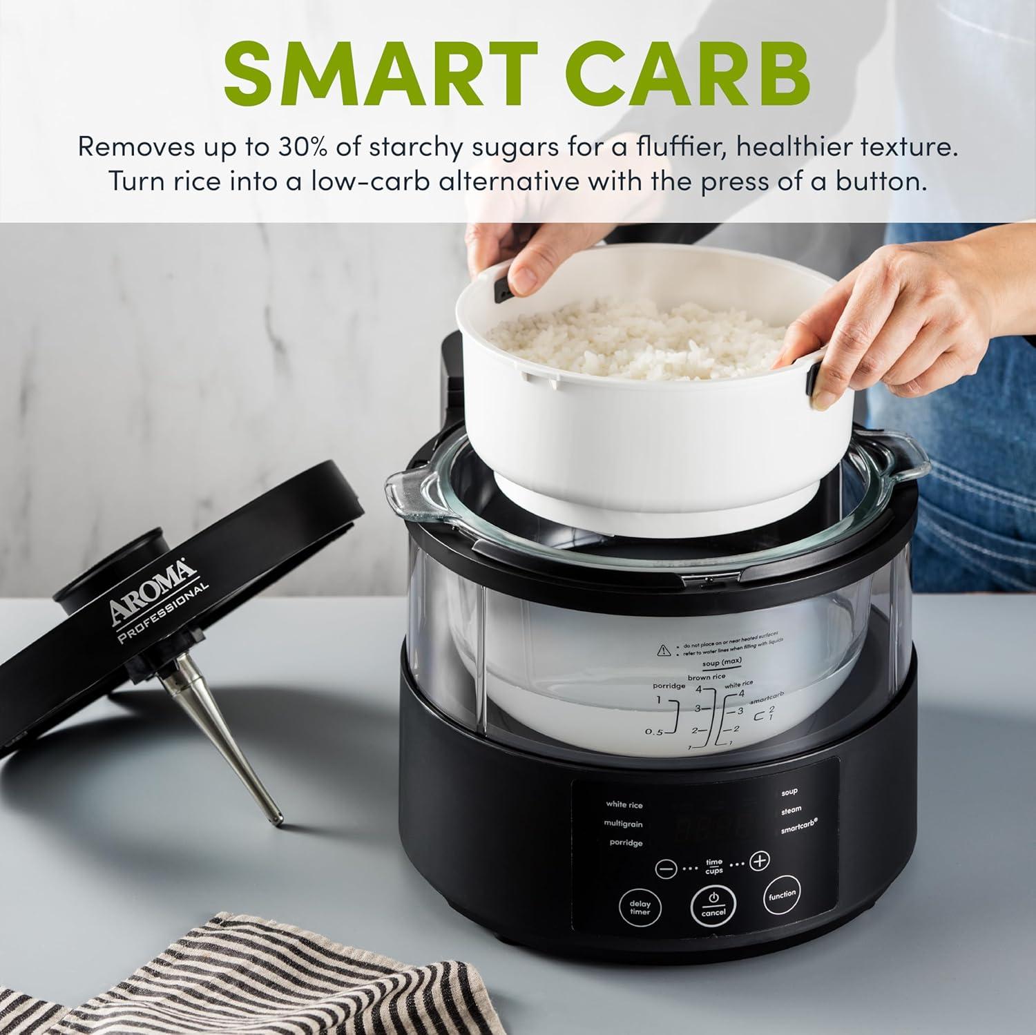 Aroma AROMA Professional SmartCarb Multicooker, 4-Cup (Uncooked) / 8-Cup (Cooked), Low-Carb Rice & Grains Cooker, 3-Liter