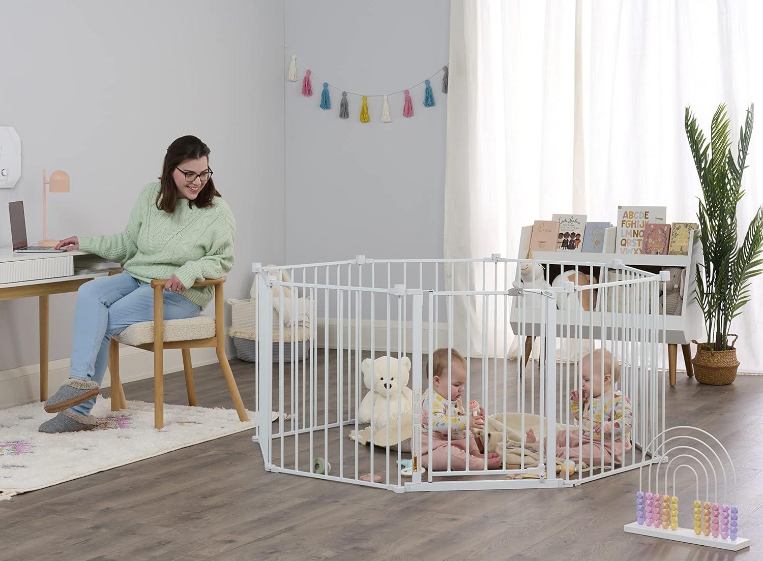 Regalo White Metal Super Wide Baby Gate and Play Yard