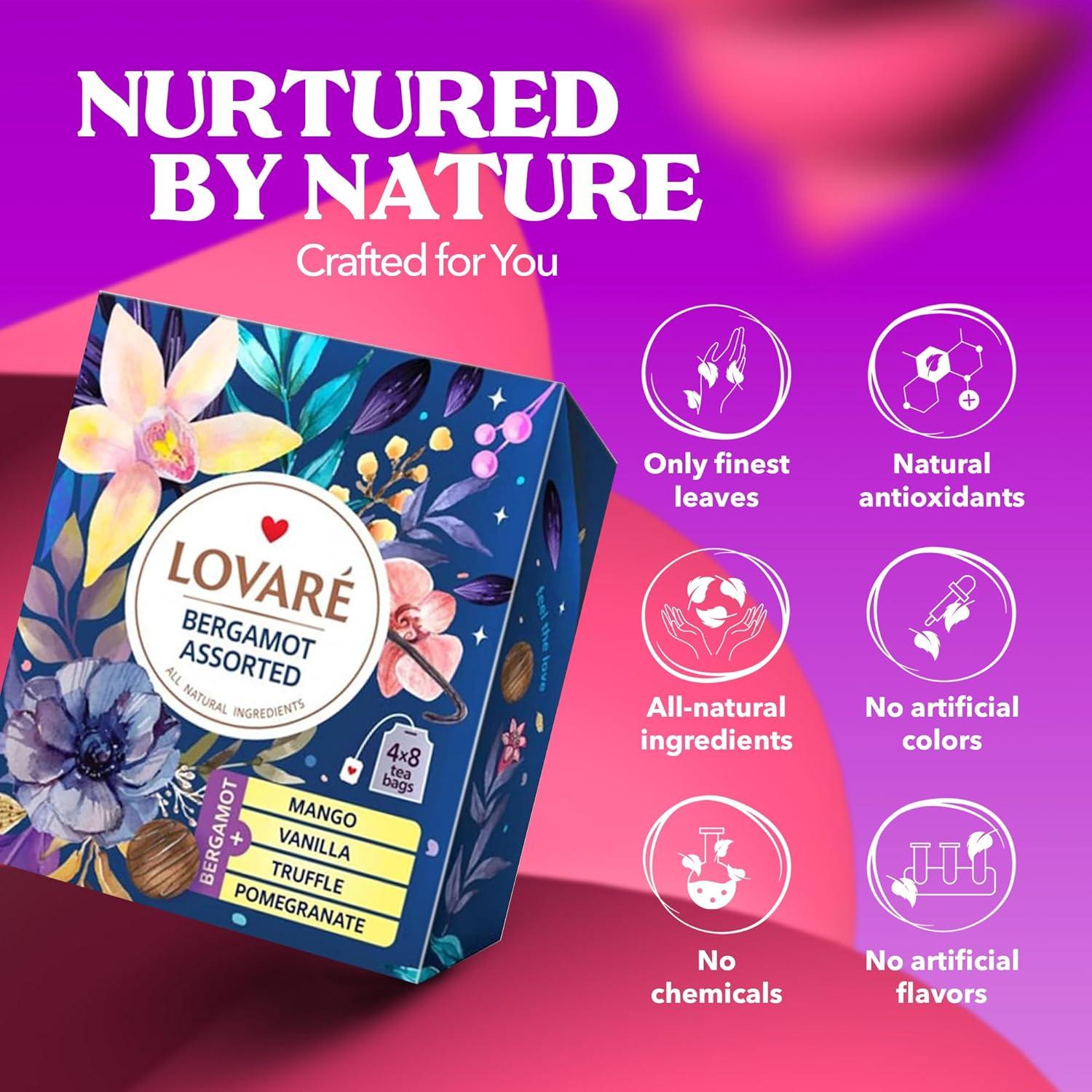 Lovare Bergamot Assorted Black Tea Gift Set with Pomegranate