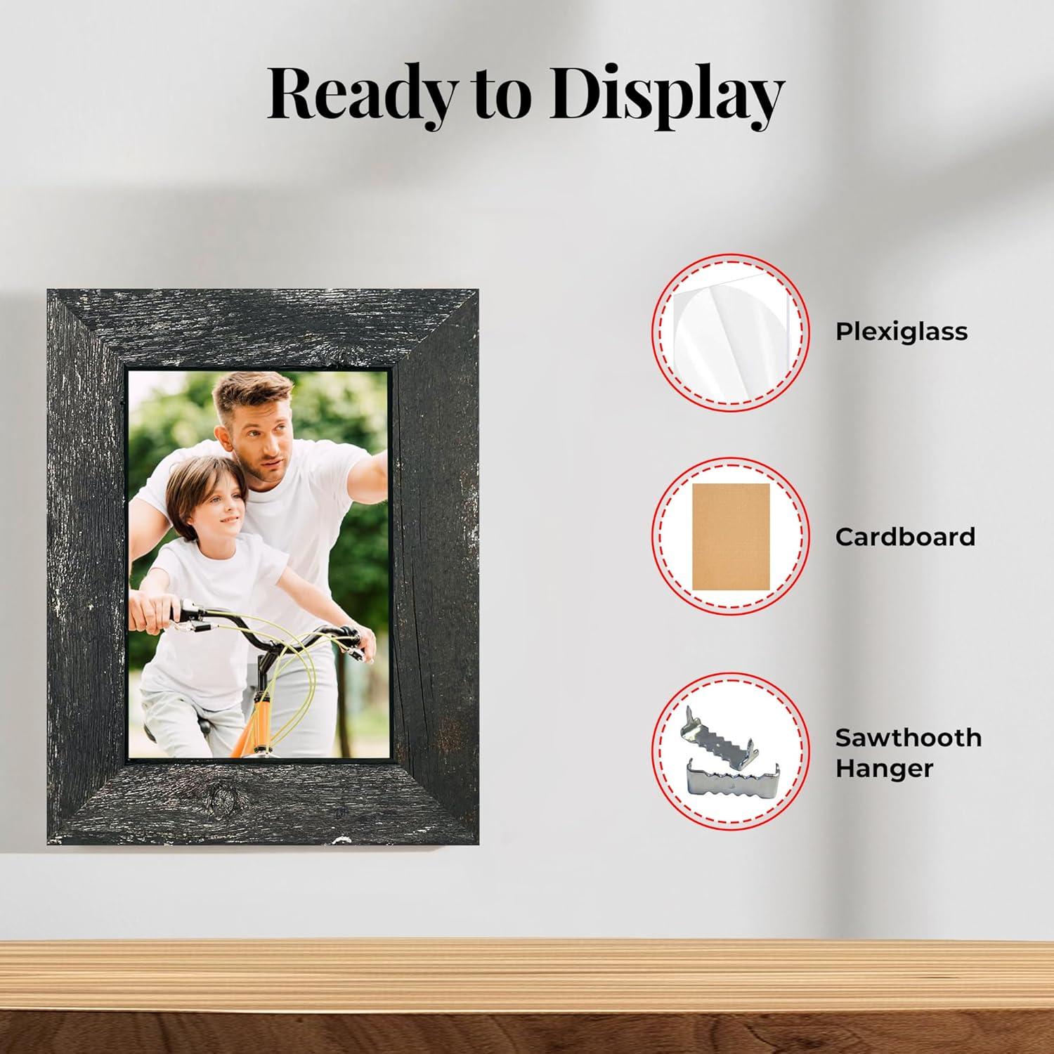 Rustic Farmhouse 11" x 17" Smoky Black Reclaimed Wood Picture Frame (1.50" Molding)