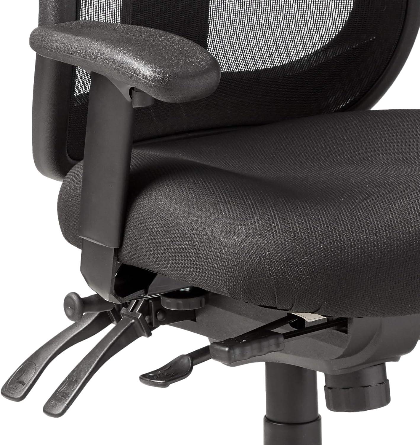 Adjustable Black Leather and Mesh Executive Swivel Chair with Armrests