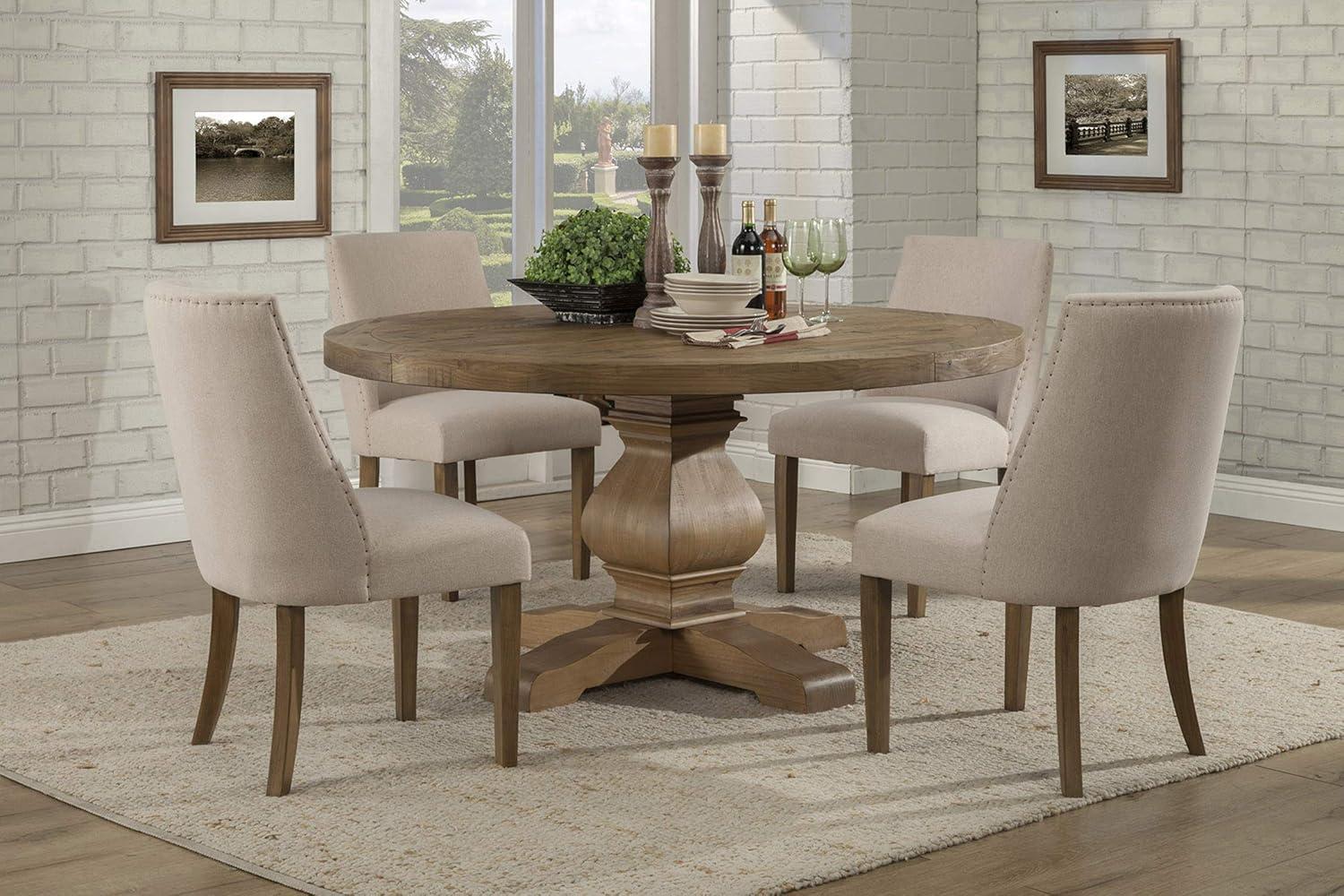 Kensington 60" Round Reclaimed Pine Wood Dining Table