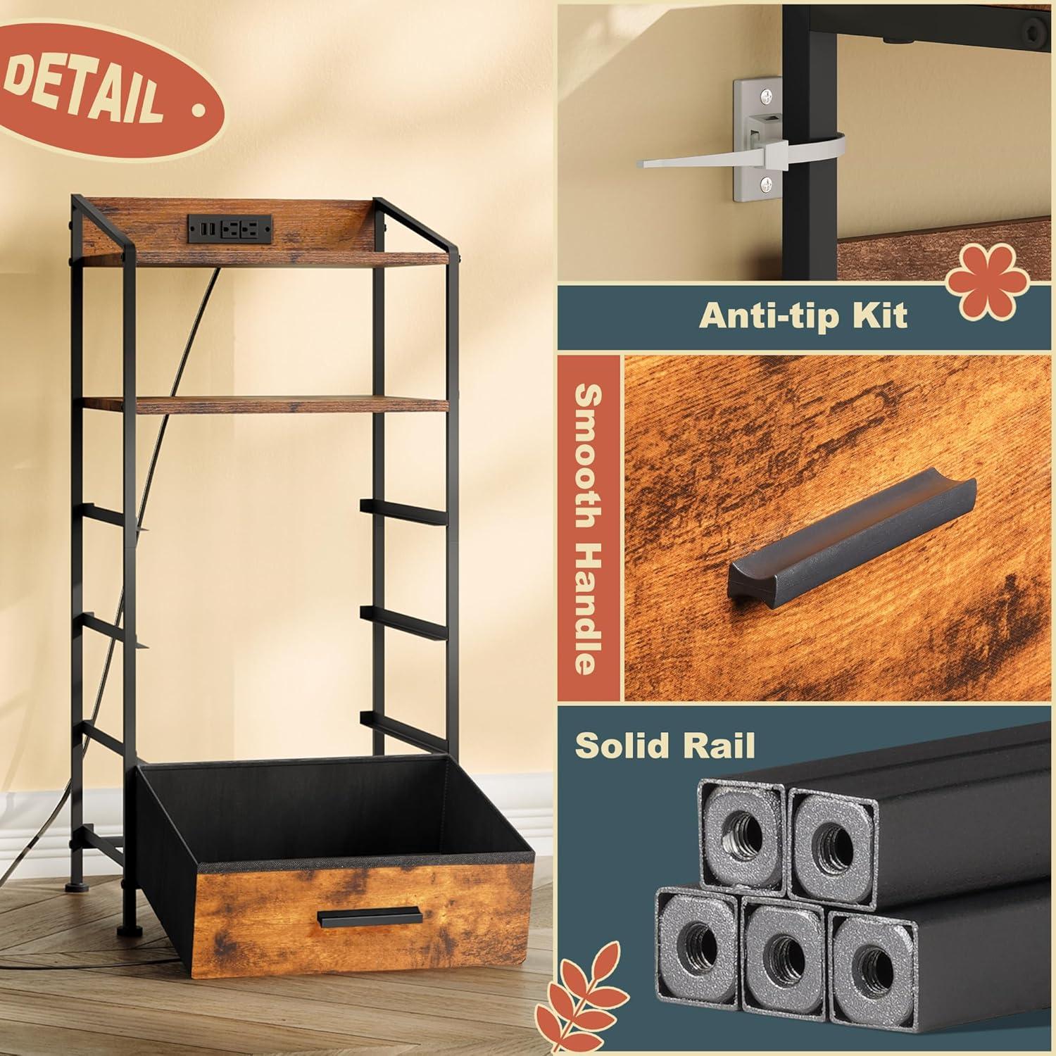 Nightstand Drawer Dresser, Vertical Side Table with Fabric Drawers 3-drawer