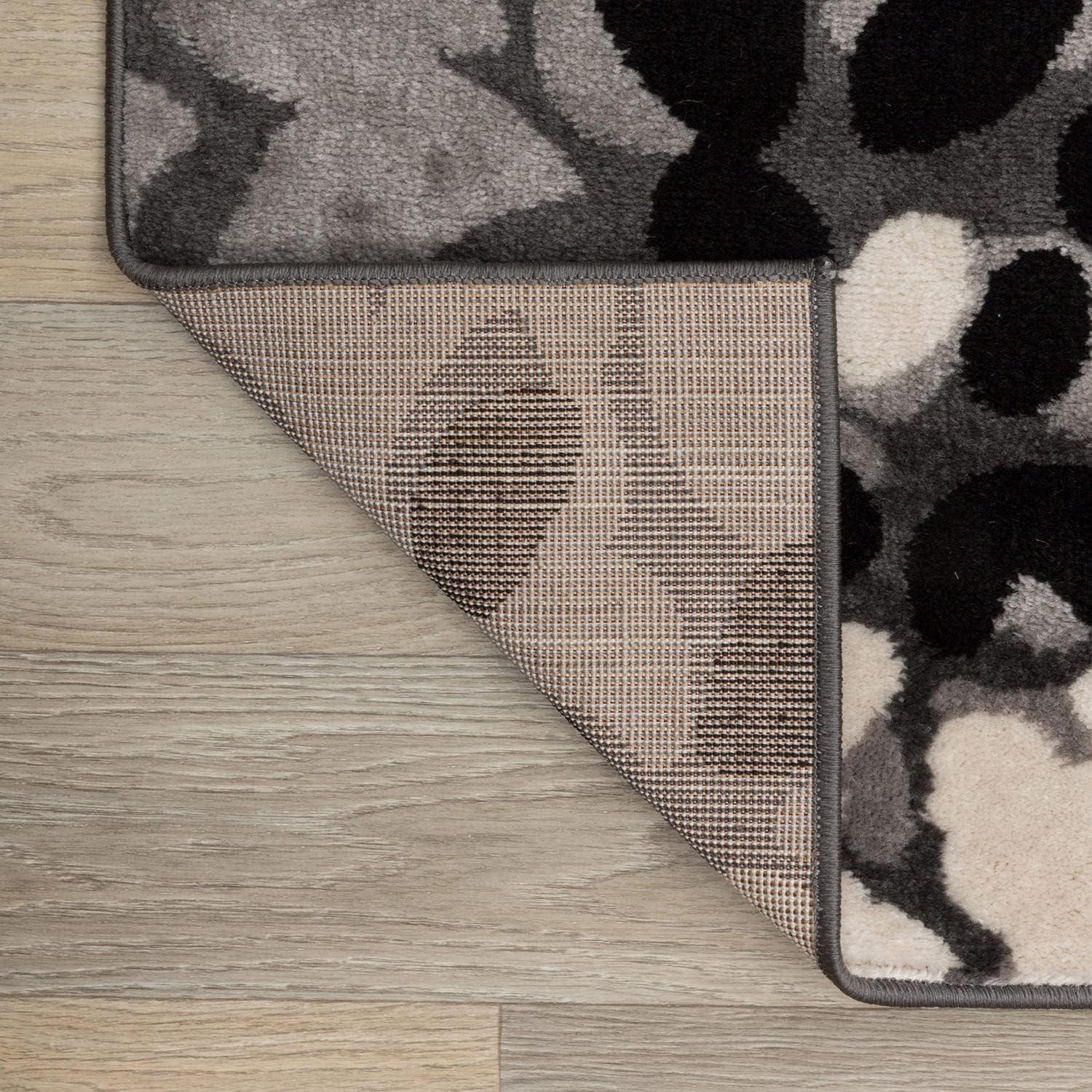 World Rug Gallery Contemporary Modern Flowers Door Mat - Blue 2' x 3': Floral, Stain-Resistant, Low Pile, Indoor Use