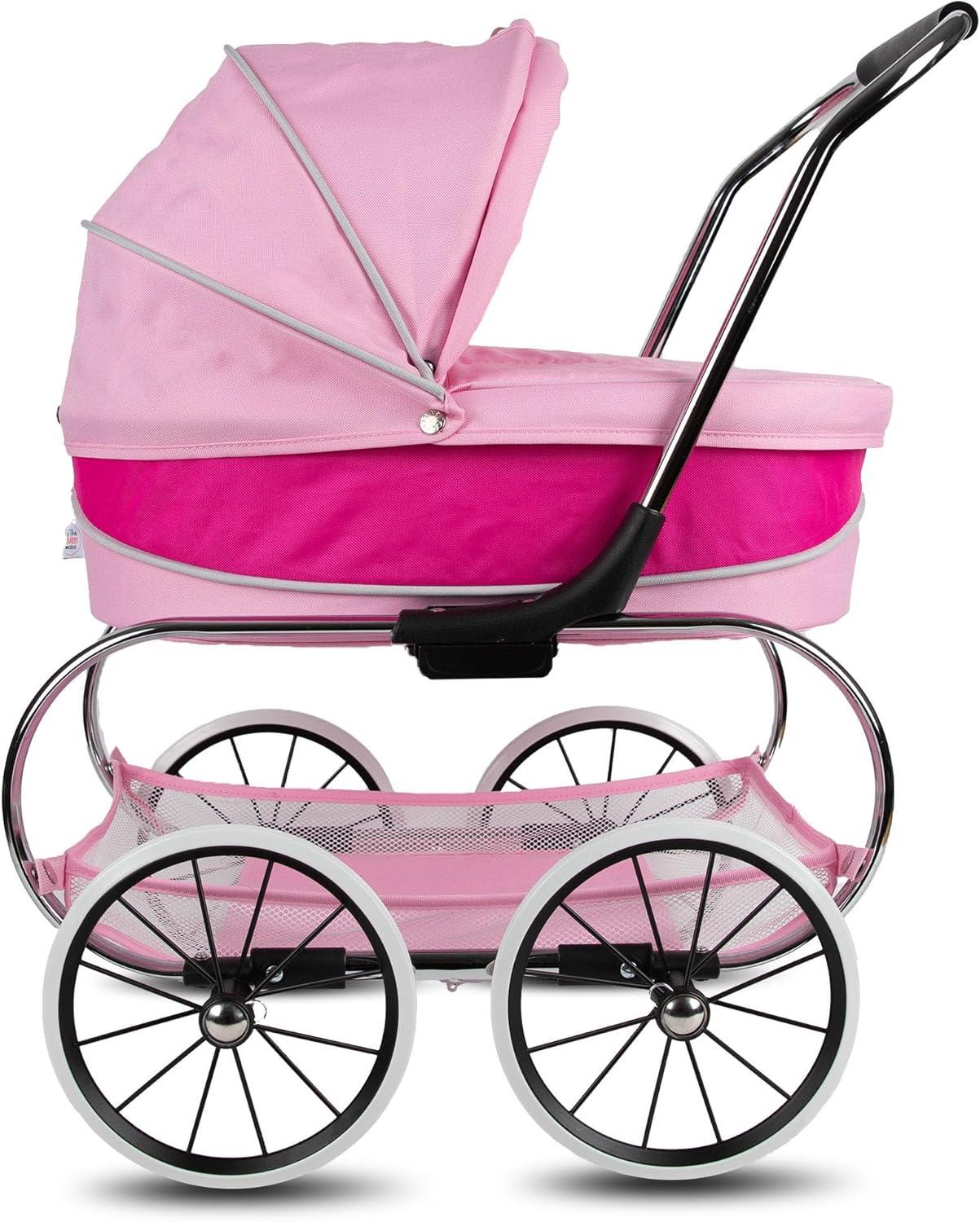 Valco Baby Princess Doll Stroller, High Quality Toy Stroller for Toddlers & Children, Excellent Holiday Gift for Realistic Pretend Play - Hot Pink
