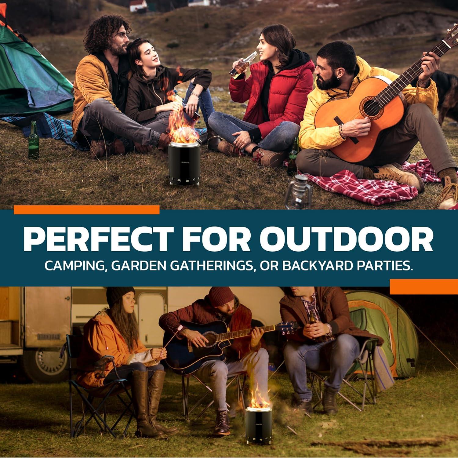 New Stainless Steel Firewood Stove 15 cm Diameter Wood-burning Smokeless Fire Pit Stove ?Black)