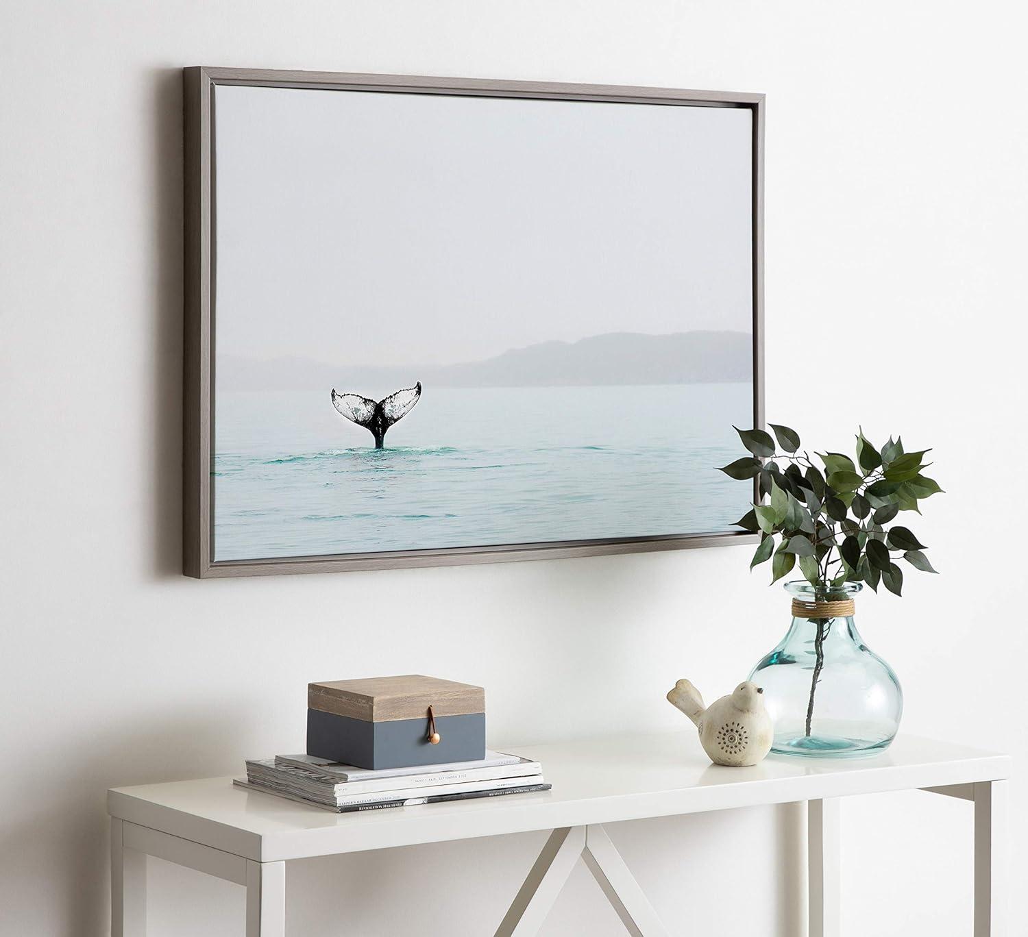 Sylvie Whale Tail In The Mist Framed Canvas by Amy Peterson Gray - Kate and Laurel