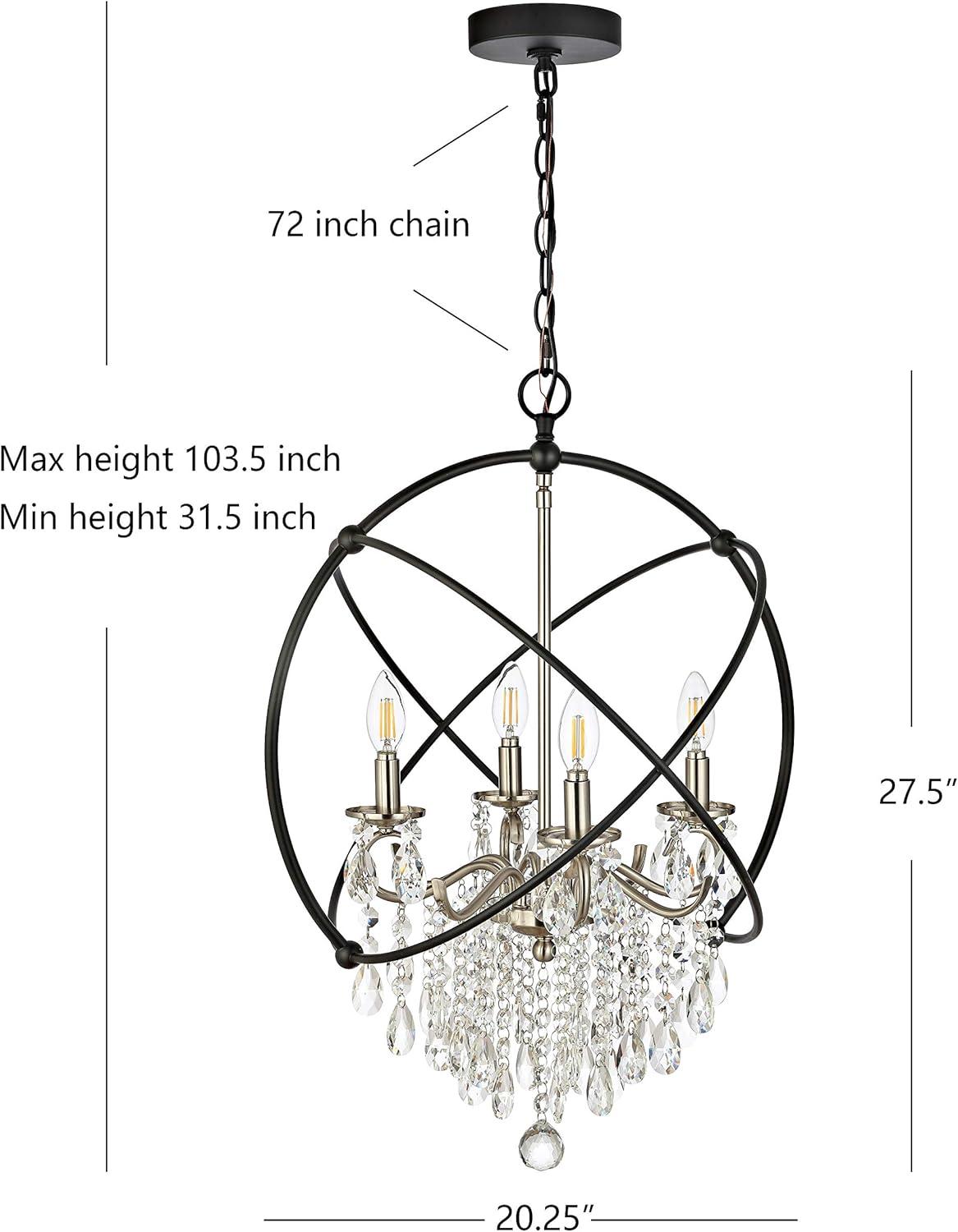 SAFAVIEH Sabina 4 Light Mid-Century Modern Pendant, Nickel/Black