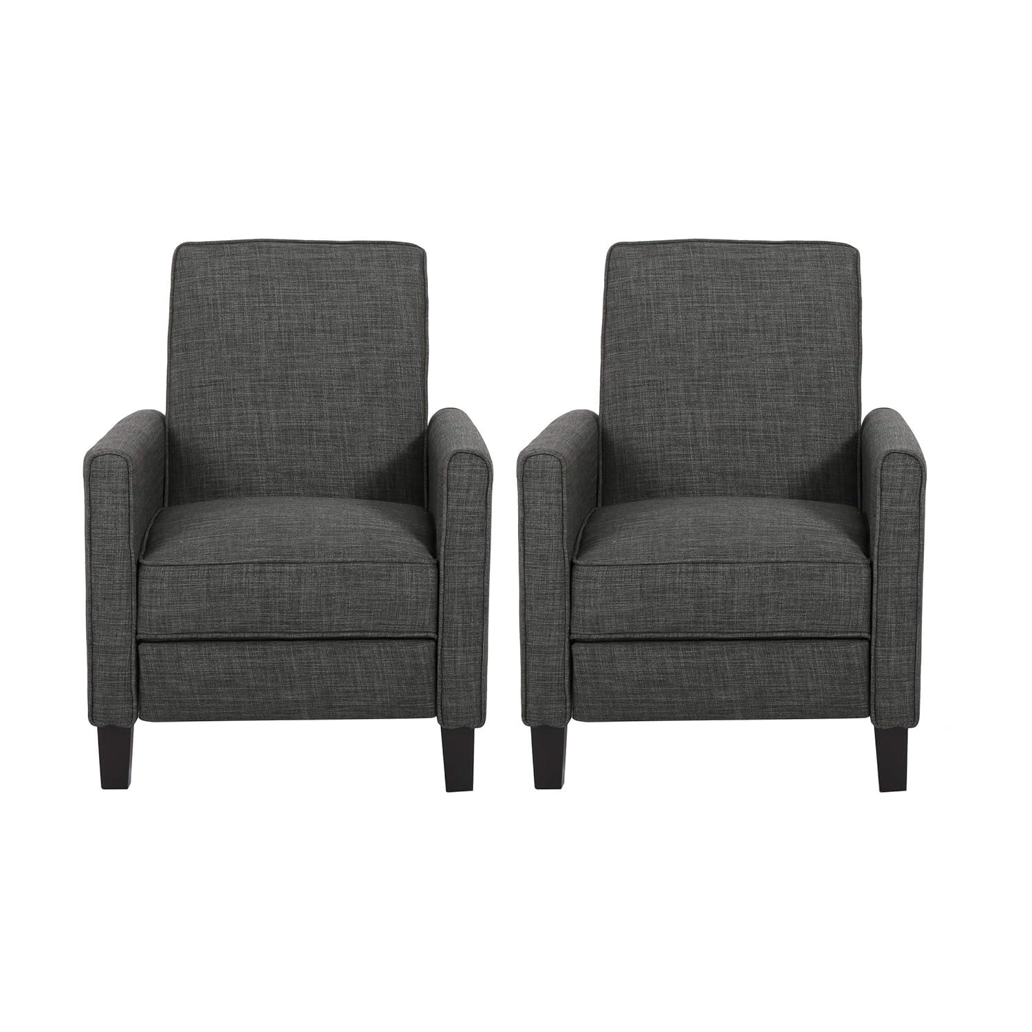 Christopher Knight Home Emmie Fabric Recliner (Set of 2), Moss Gray, Dark Brown