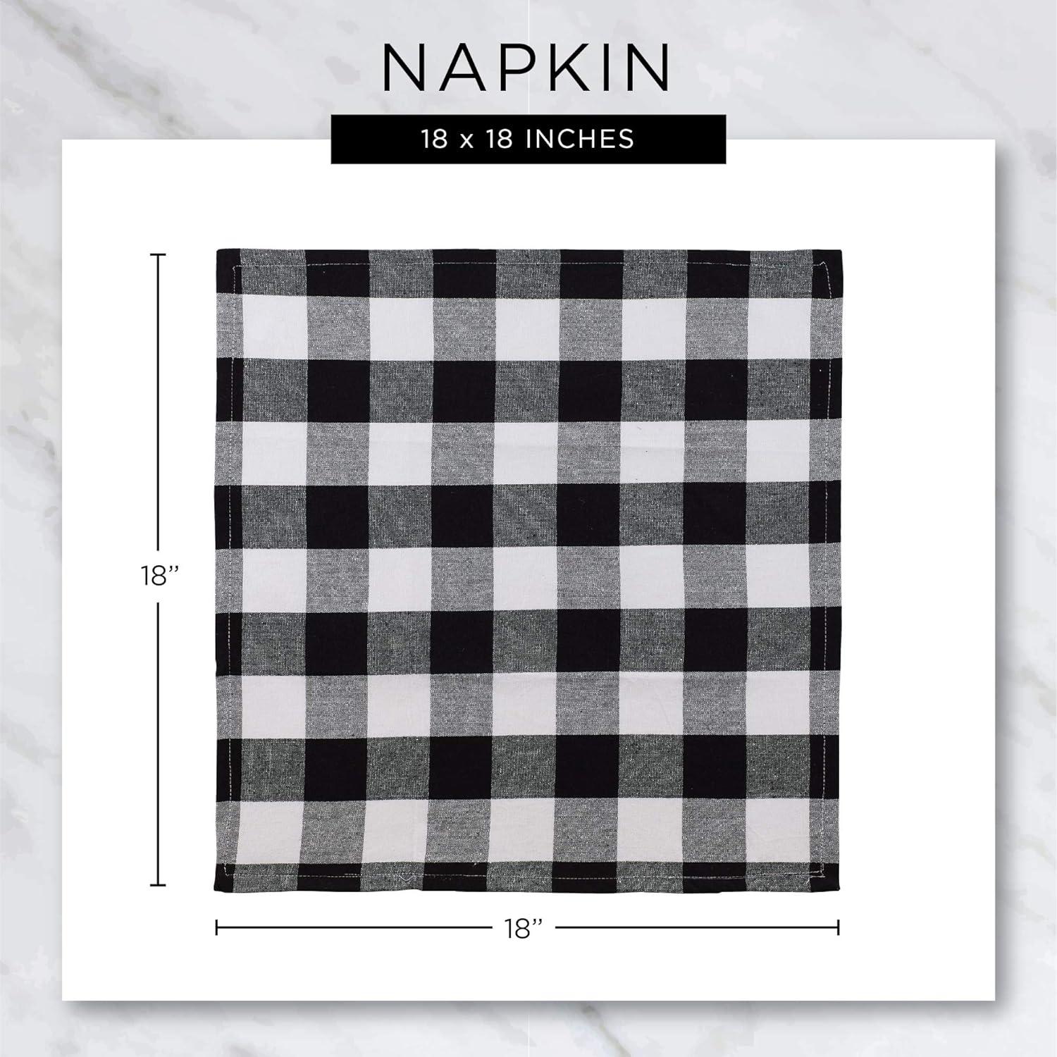 DII Black Check Fringed Napkin (Set of 6)