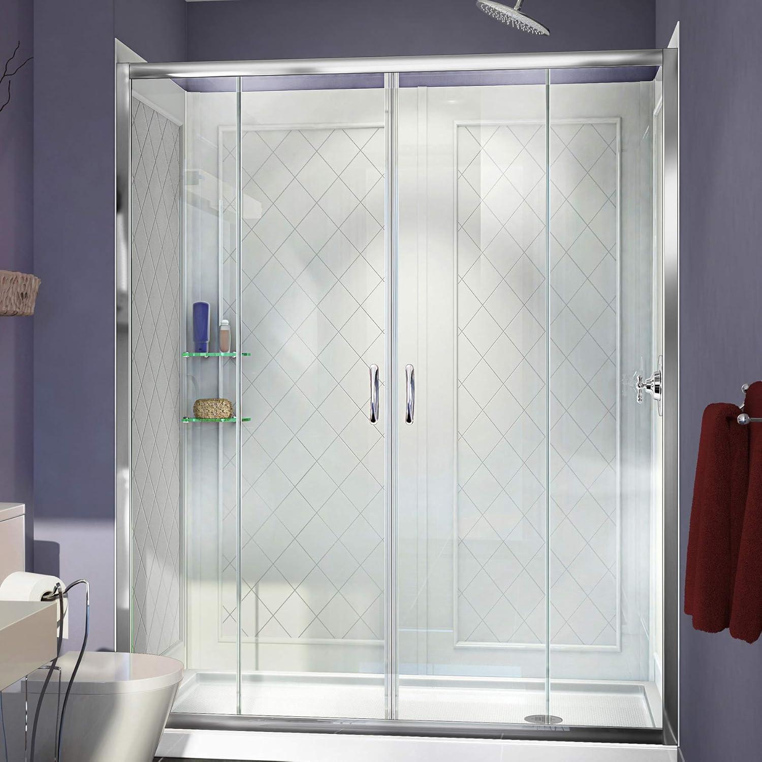Visions 60" x 30" x 76.75" Sliding Frameless Shower Door