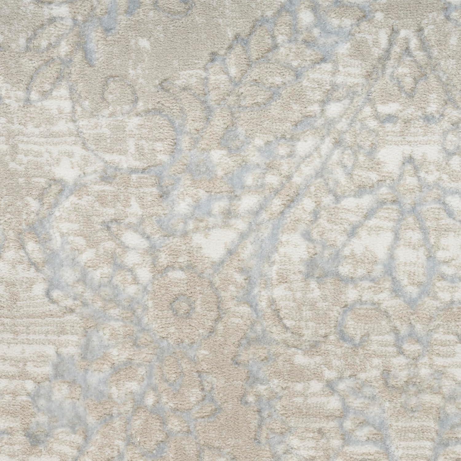 Iliana Damask Machine Woven Polyester Area Rug in Beige