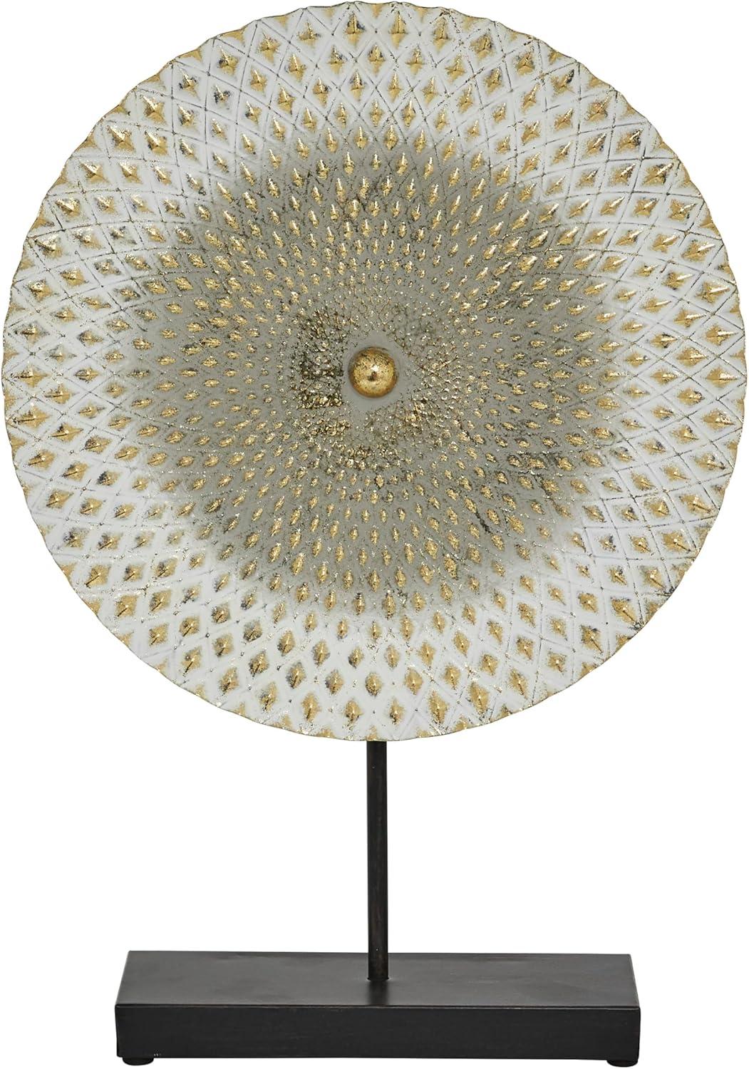 Dakota Fields Diahna Metal Geometric Decorative Gray Sculpture with Black Base