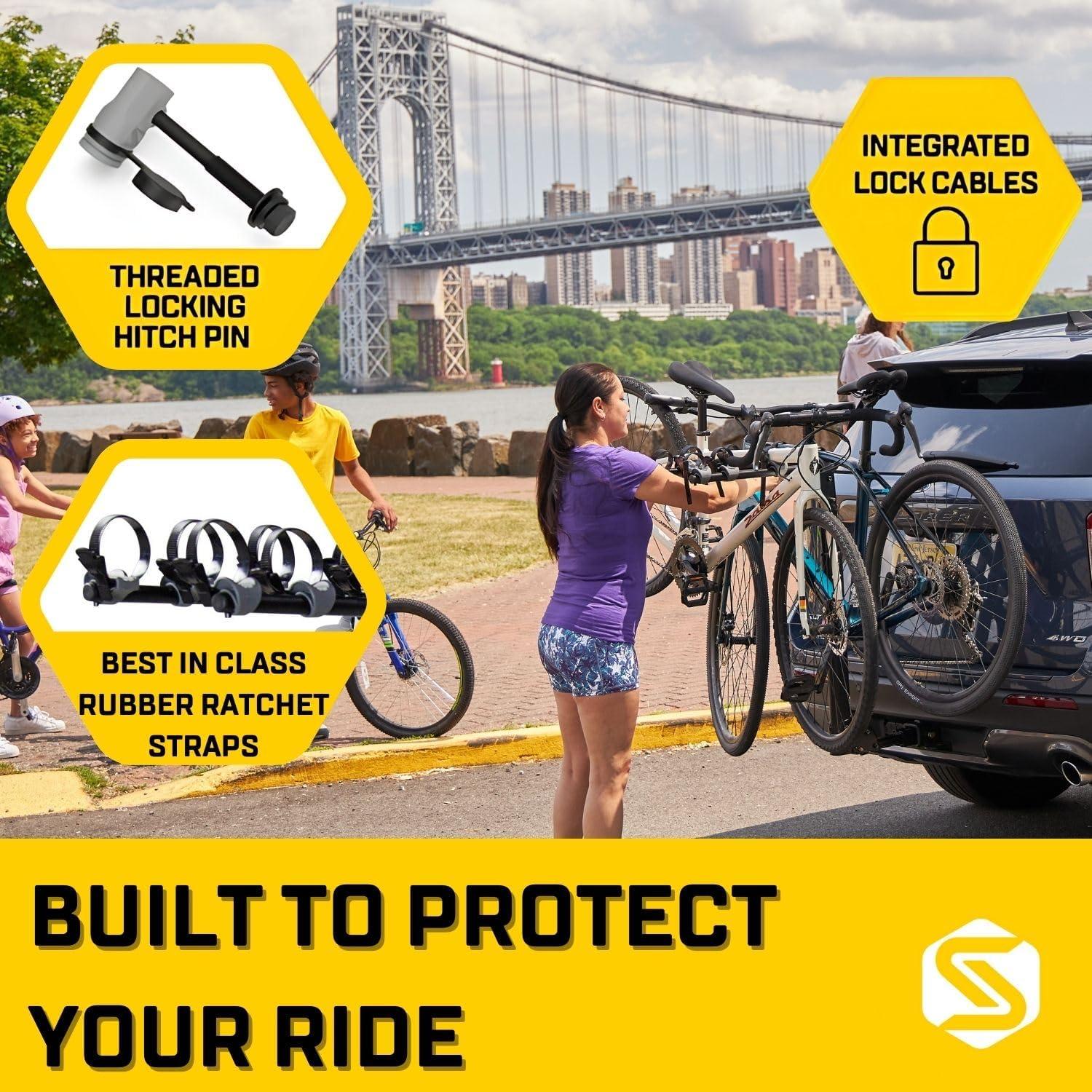 Saris Grand Slam Hitch Bike Rack, Universal 4 Bike Hitch Rack with Hatch Access - Black