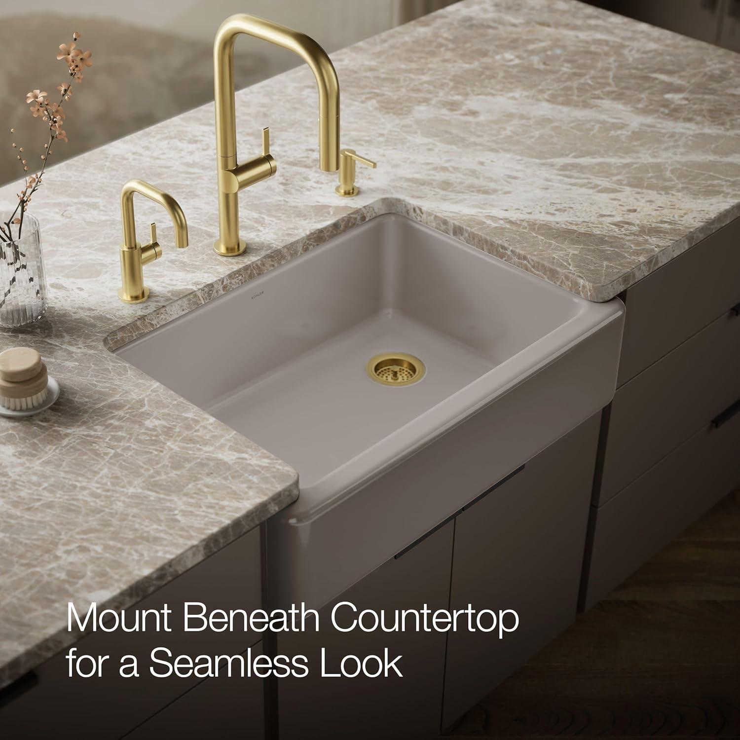 Whitehaven® 33" x 22" Self-Trimming Under-Mount Single-Bowl Kitchen Sink with Tall Apron