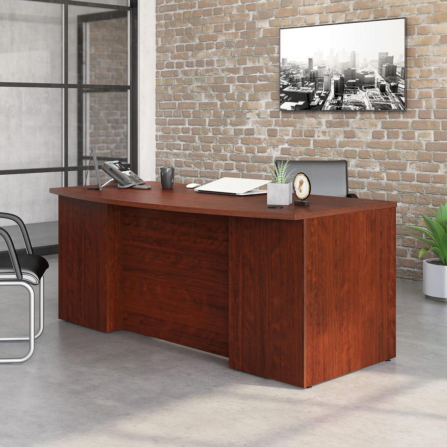 UrbanPro 72" x 36" Bowfront Executive Desk in Classic Cherry