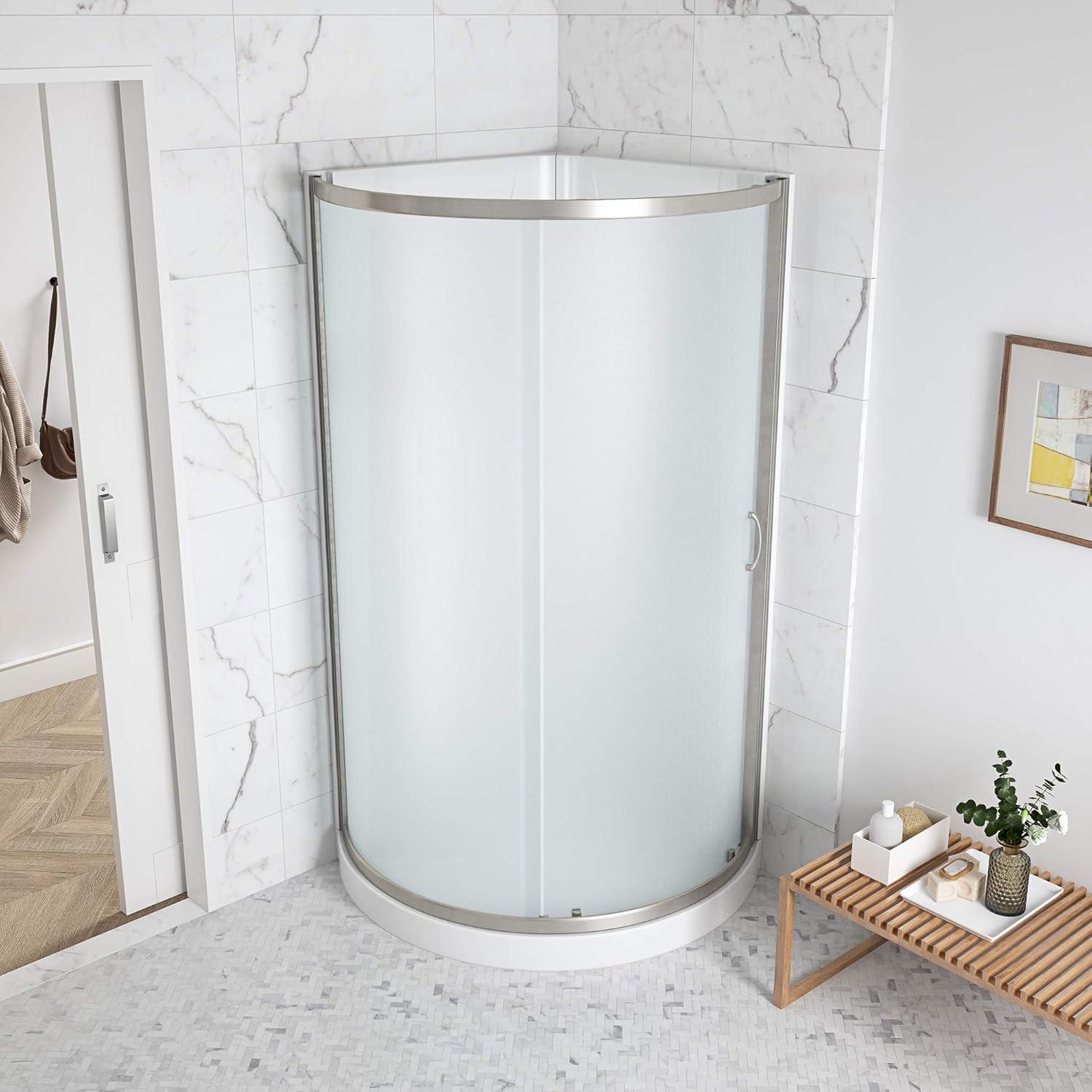 Breeze 32 in. Corner Shower Sliding Door with Walls and Base included, Frosted Glass