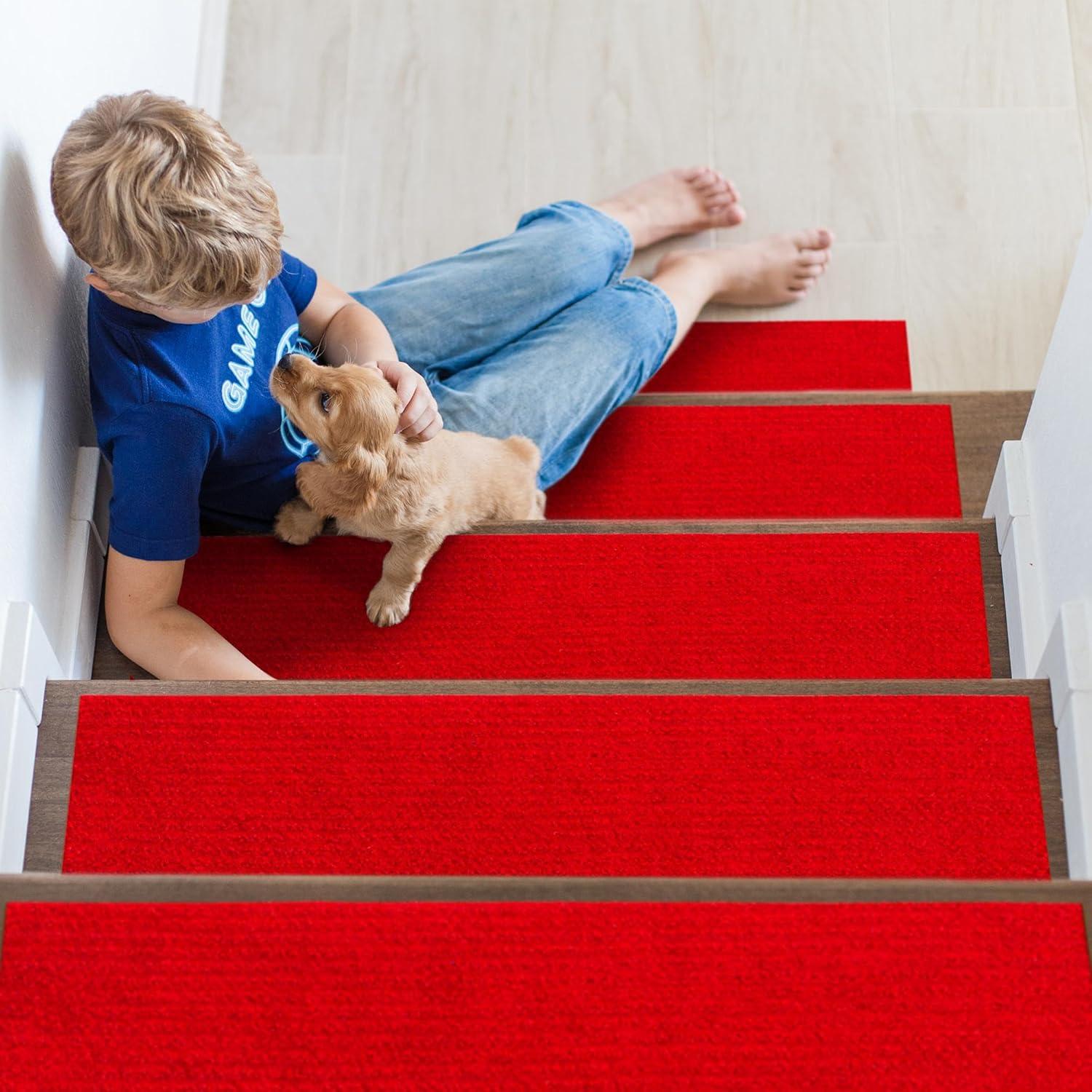 Ottomanson Lifesaver Non-Slip Rubberback Scrape Rib Indoor/Outdoor Stair Treads