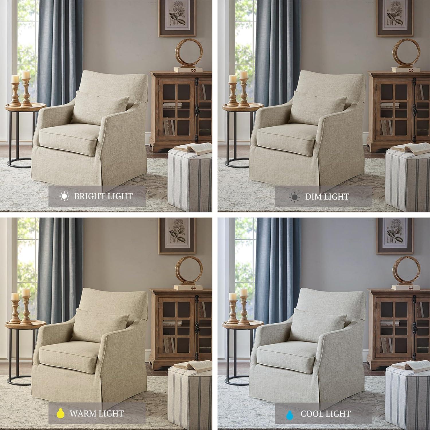 Martha Stewart London Skirted Swivel Chair Tan: Upholstered Polyester, No Assembly Required