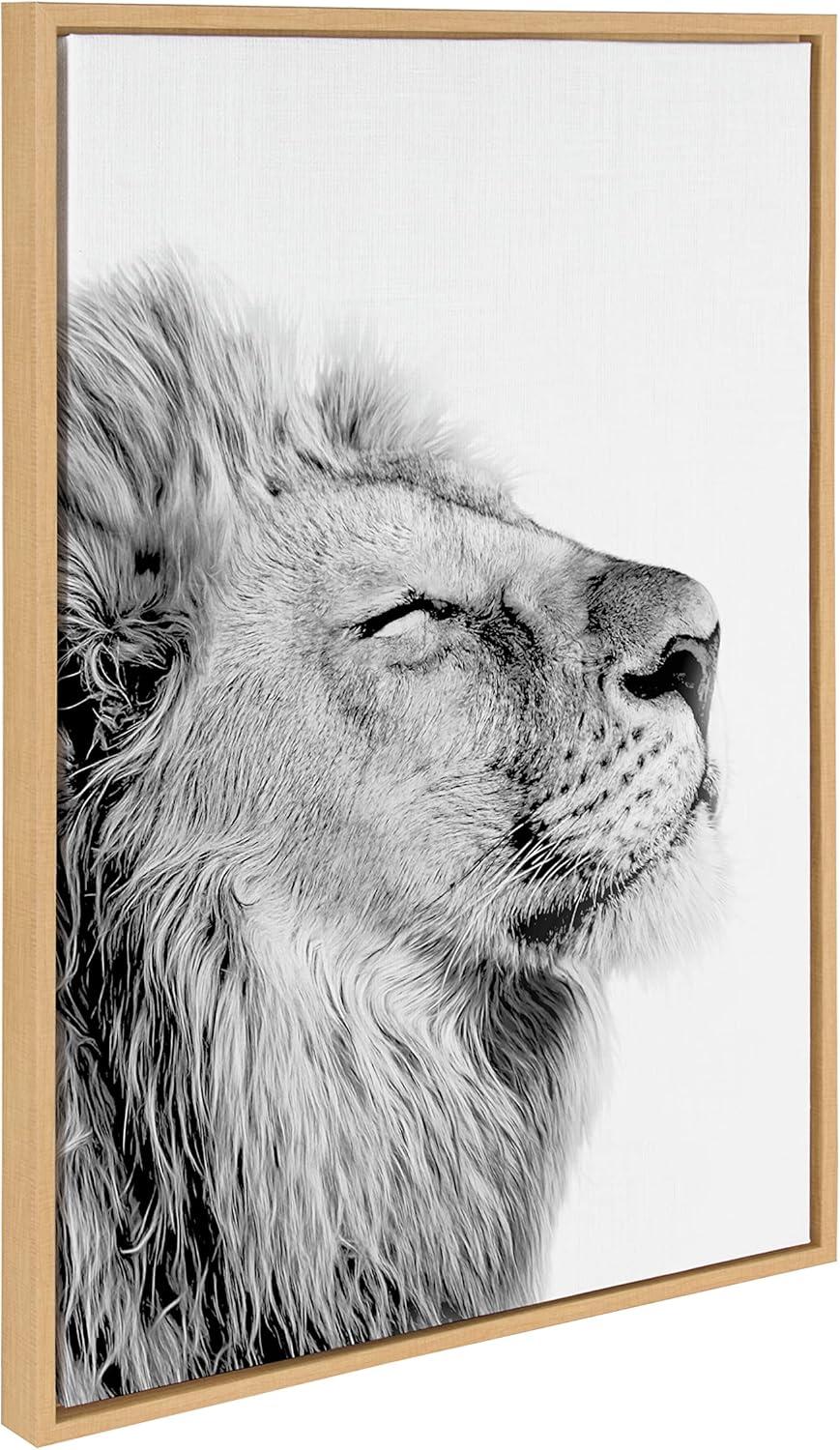 Kate and Laurel Sylvie Lion Self Actualizing Framed Canvas by Amy Peterson Art Studio, 23x33, Natural