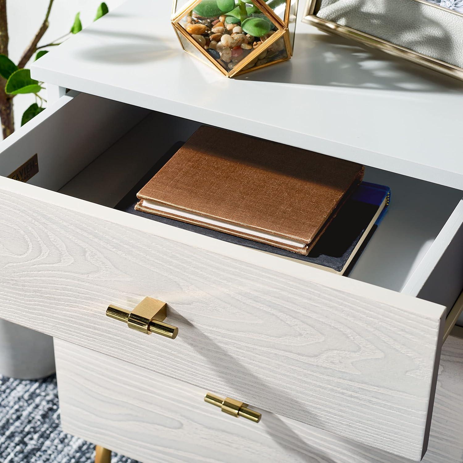 Genevieve 2 Drawer Nightstand - NST5002 - Grey/White Washed - Safavieh