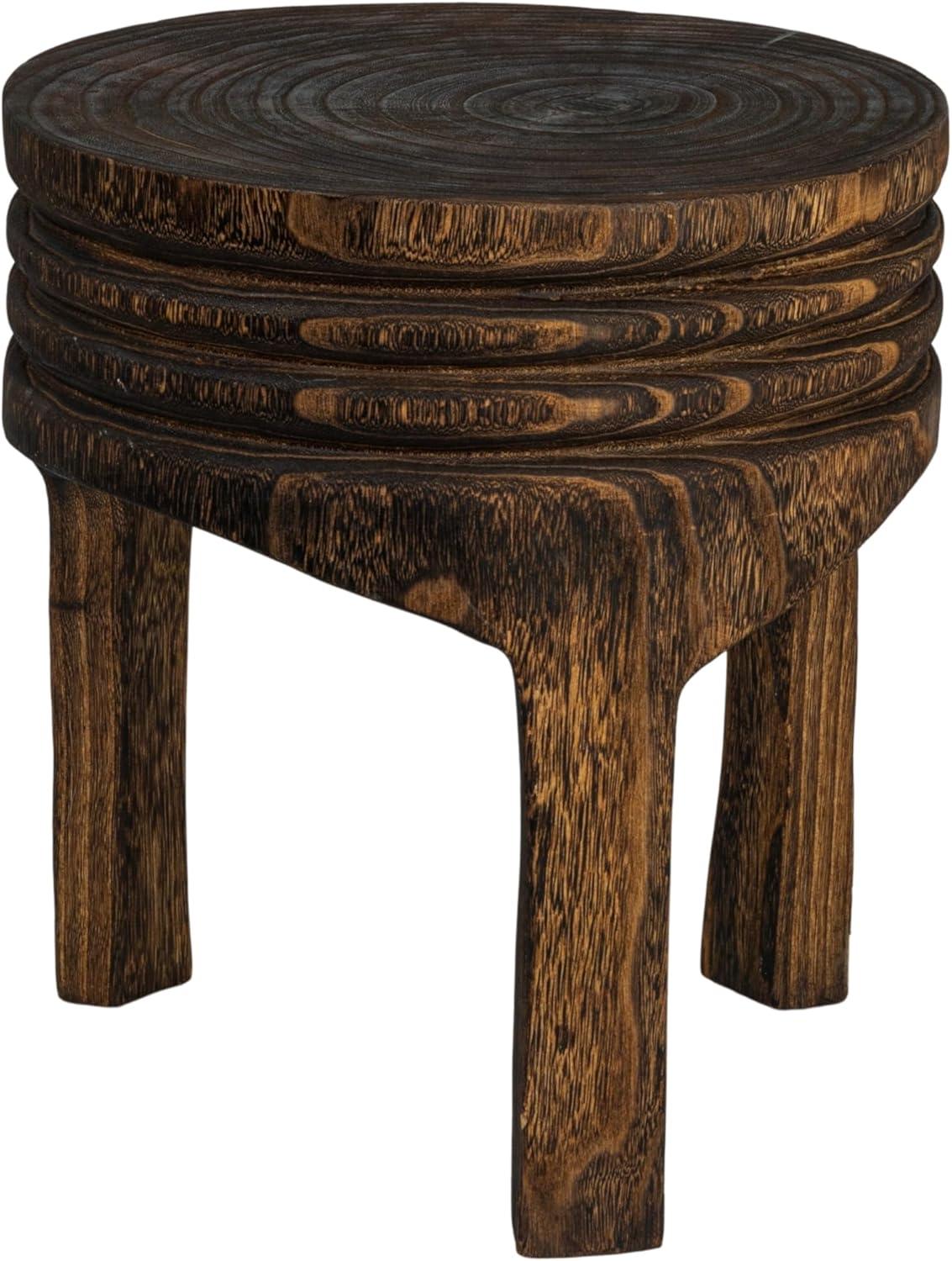 Storied Home Wood Carved Accent Table